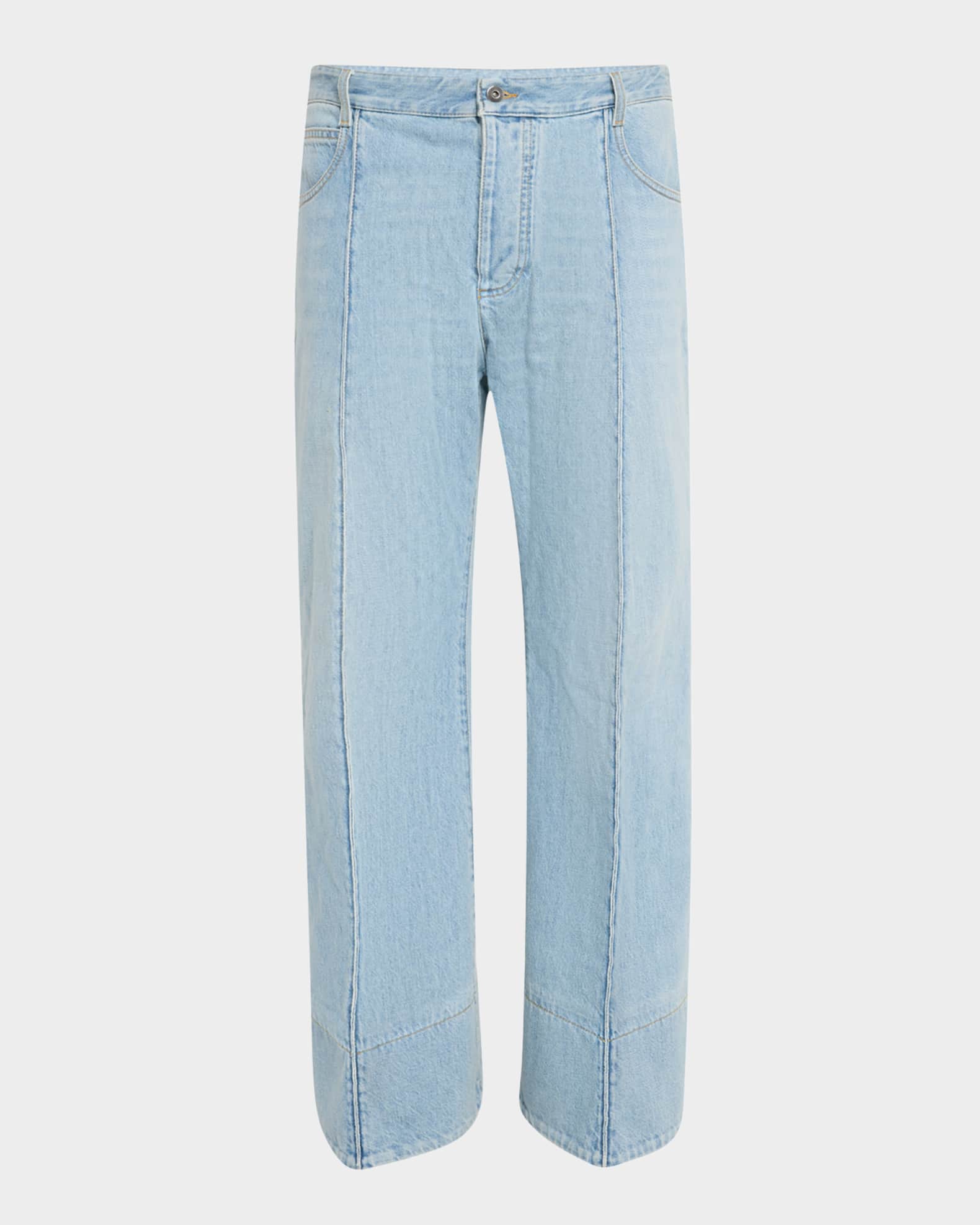 Men's Curved Shape Bleached Denim Jeans
