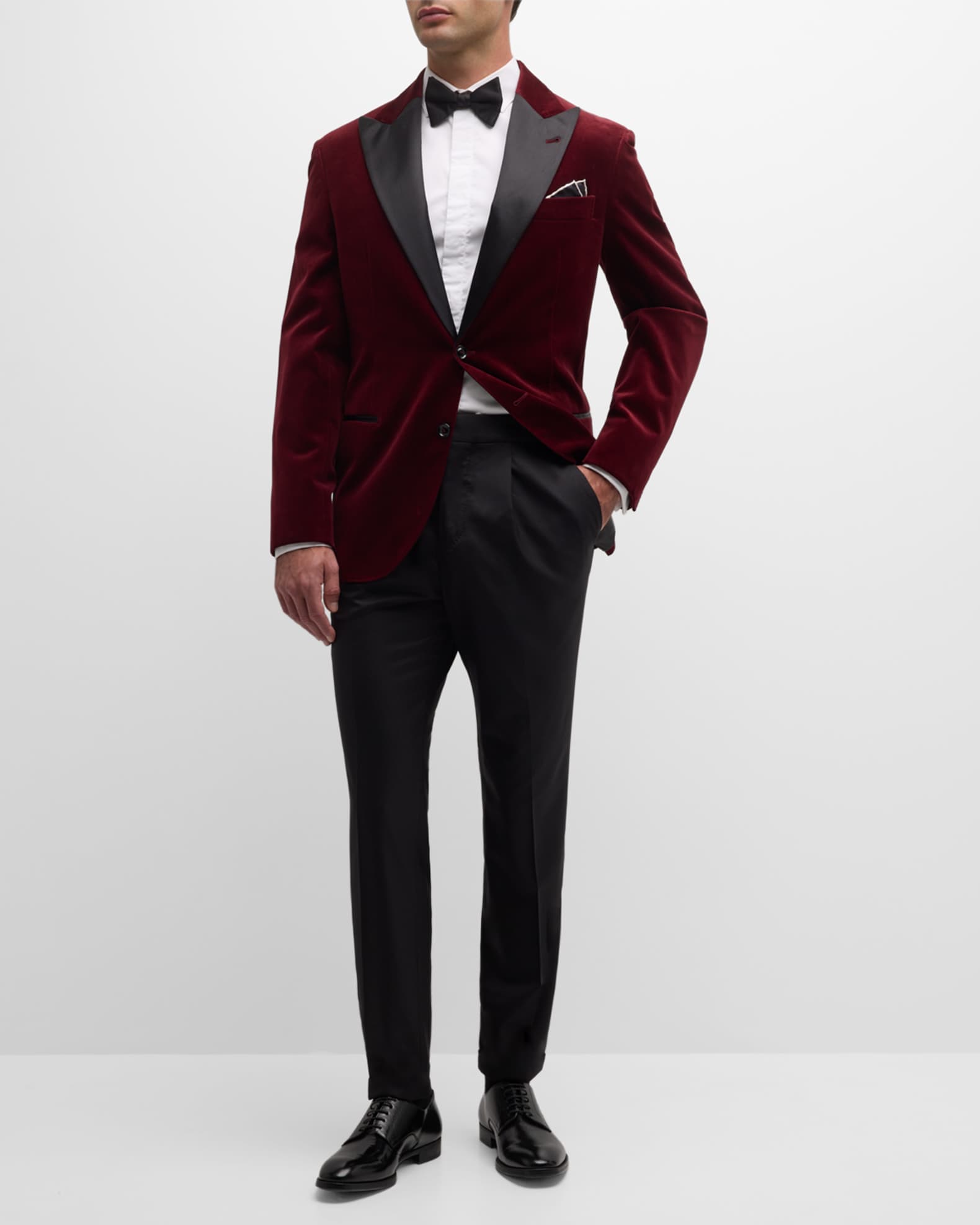 Men's Solid Tuxedo Fabric Dress Trousers 1