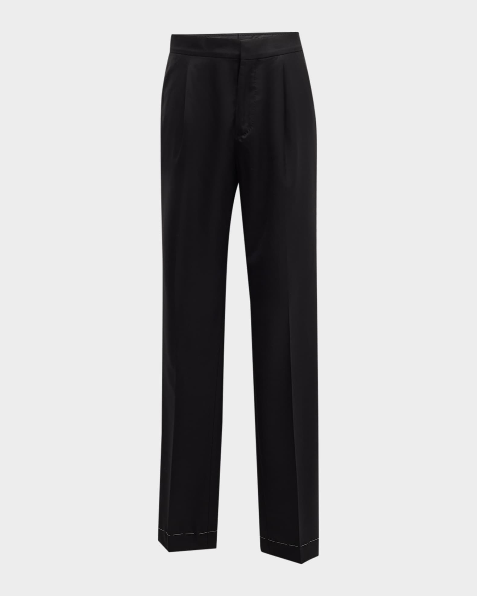 Men's Solid Tuxedo Fabric Dress Trousers 0