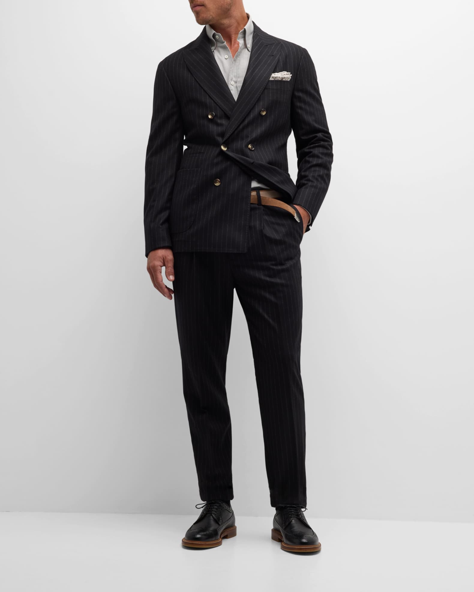 Men's Pinstriped Flannel Double-Breasted Suit