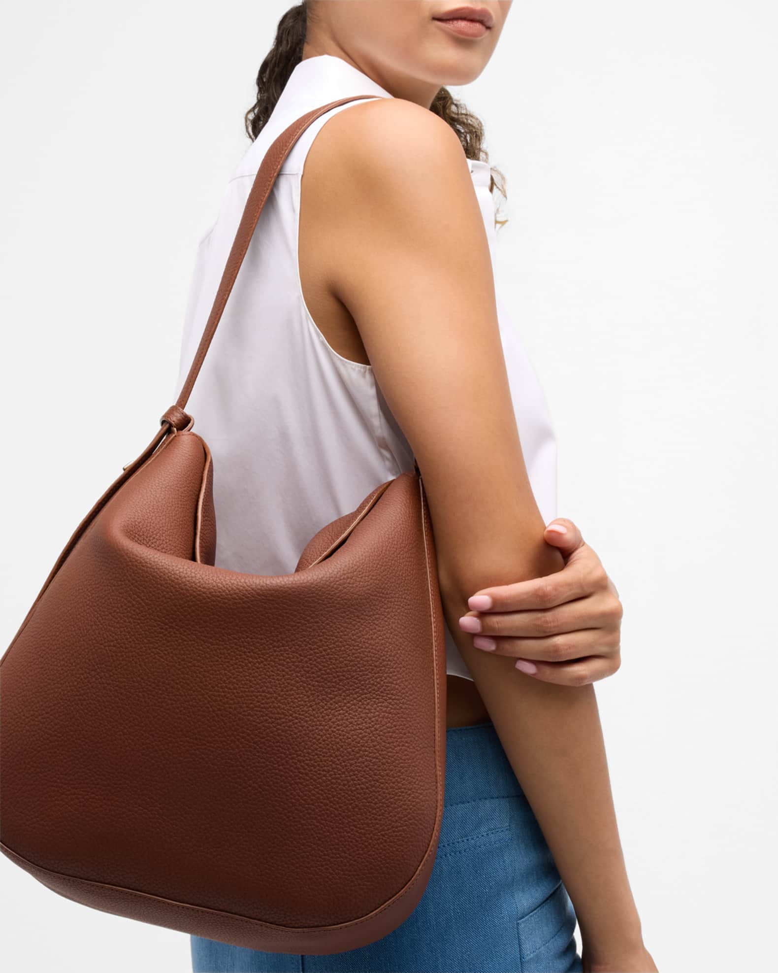 Anna Medium Leather Hobo Bag 1