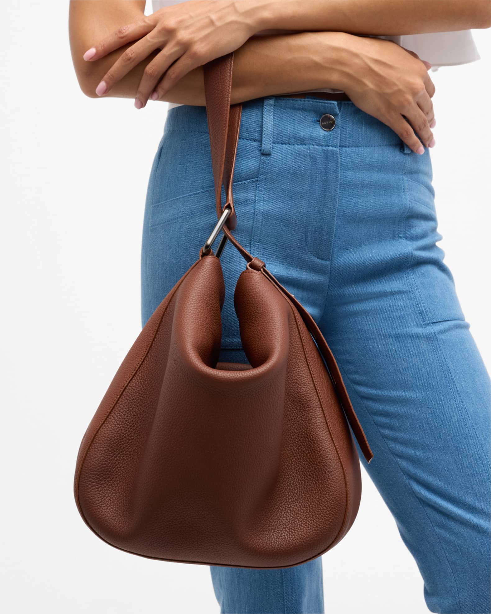 Anna Medium Leather Hobo Bag