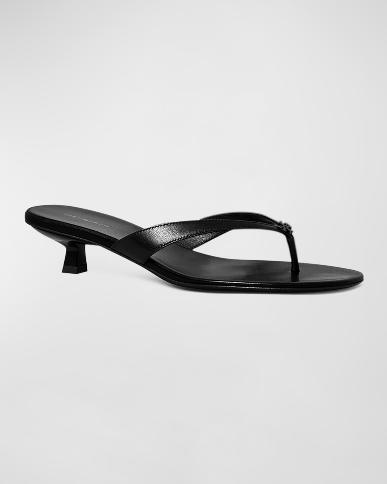 Tory Burch Capri Leather Kitten-Heel Thong Sandals | Neiman Marcus