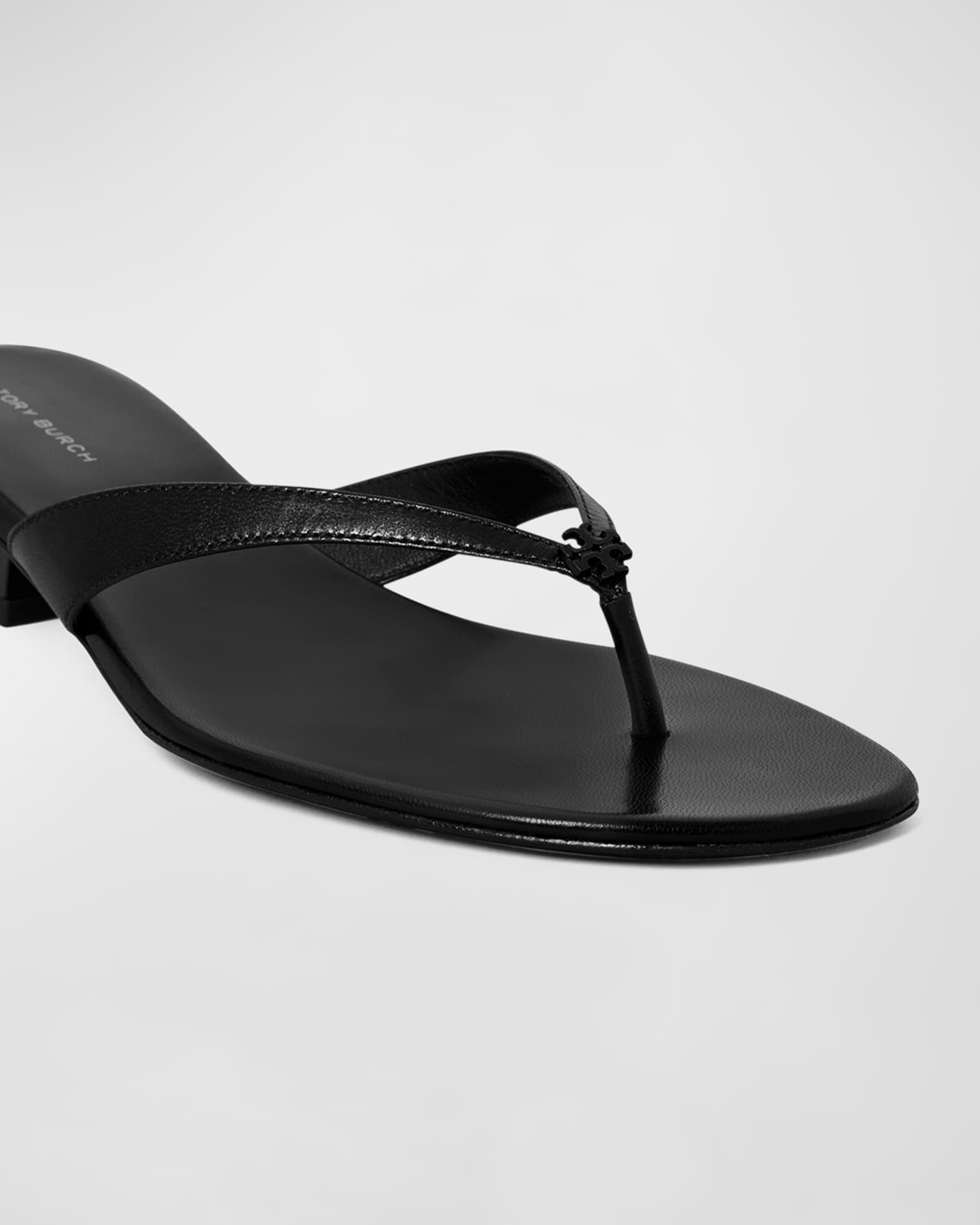 Tory Burch Capri Leather Kitten-Heel Thong Sandals | Neiman Marcus