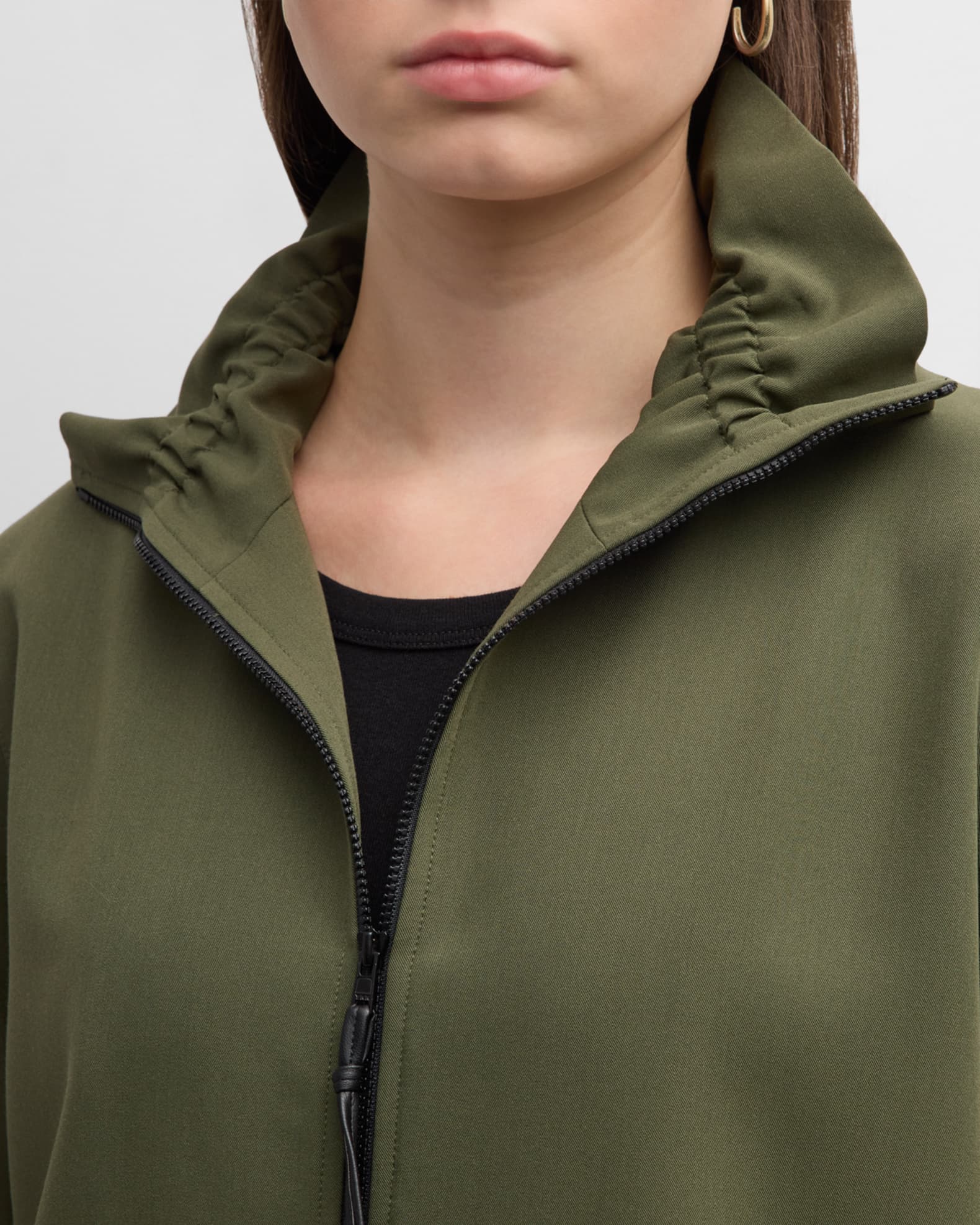 Caroline Rose 3/4-Sleeve Zip-Front Gabardine Jacket | Neiman Marcus