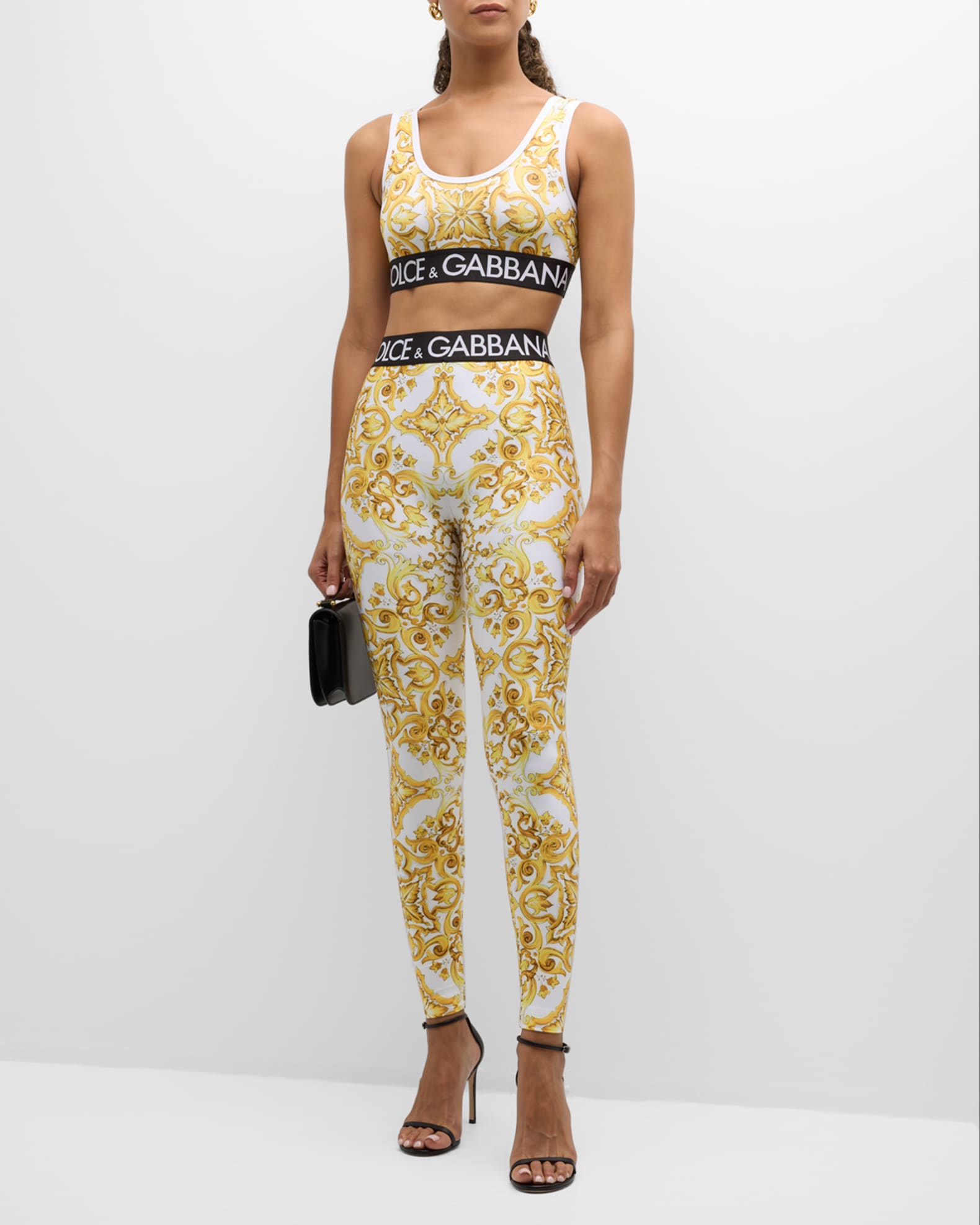 Logo Band Tile-Print Lycra Bra Top 1