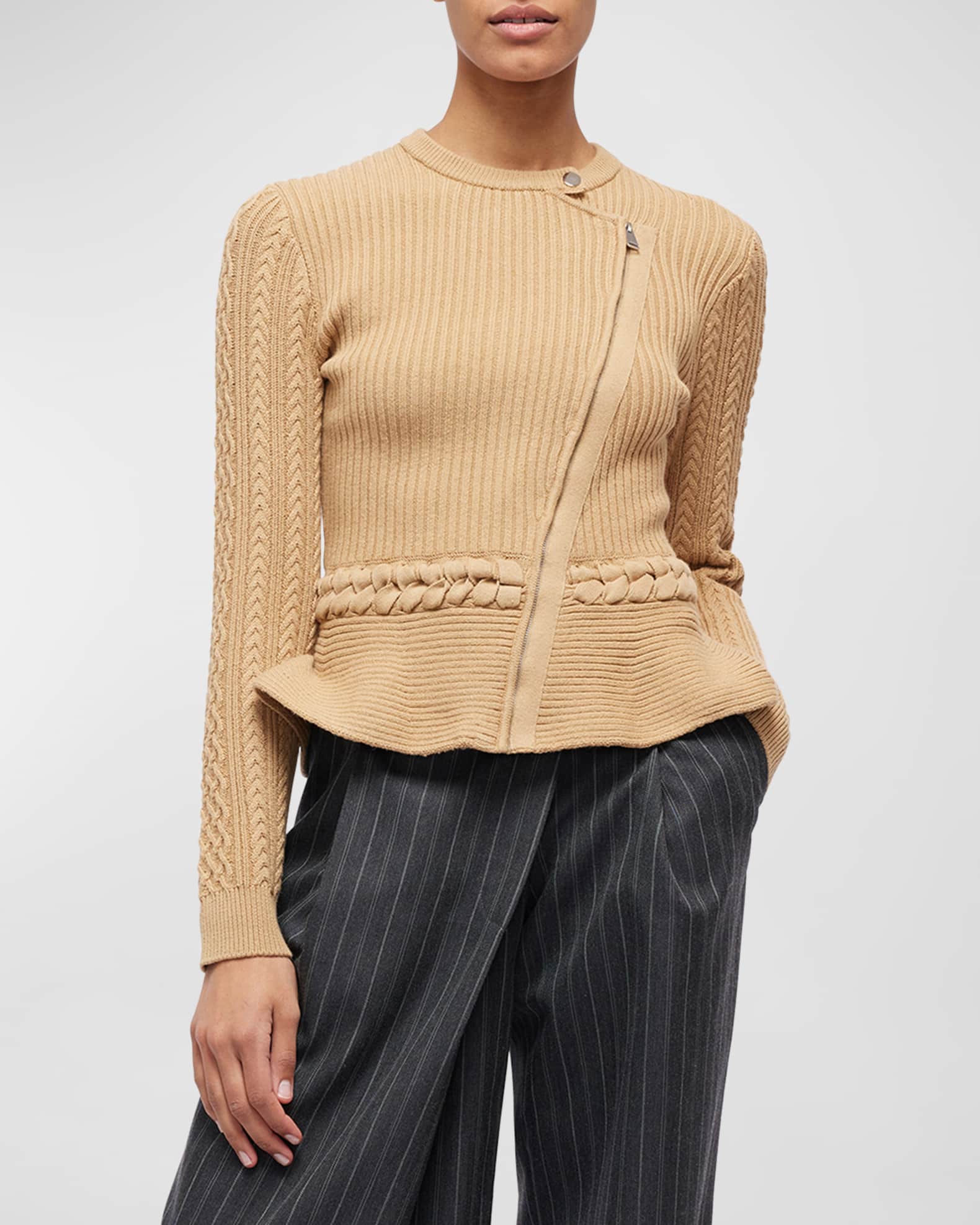 Knit peplum jacket top