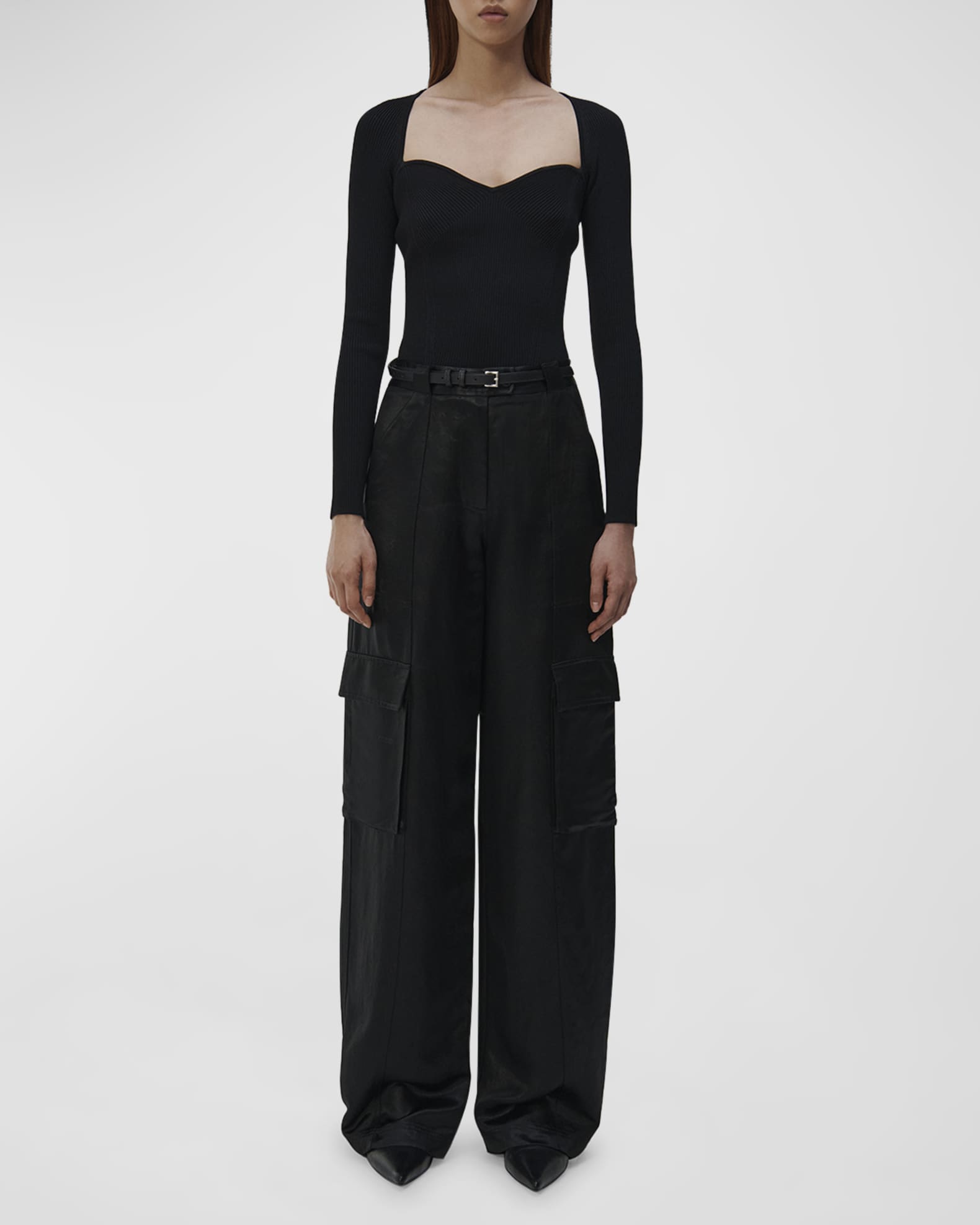 Beatriz Faux Leather Wide-Leg Cargo Pants 1