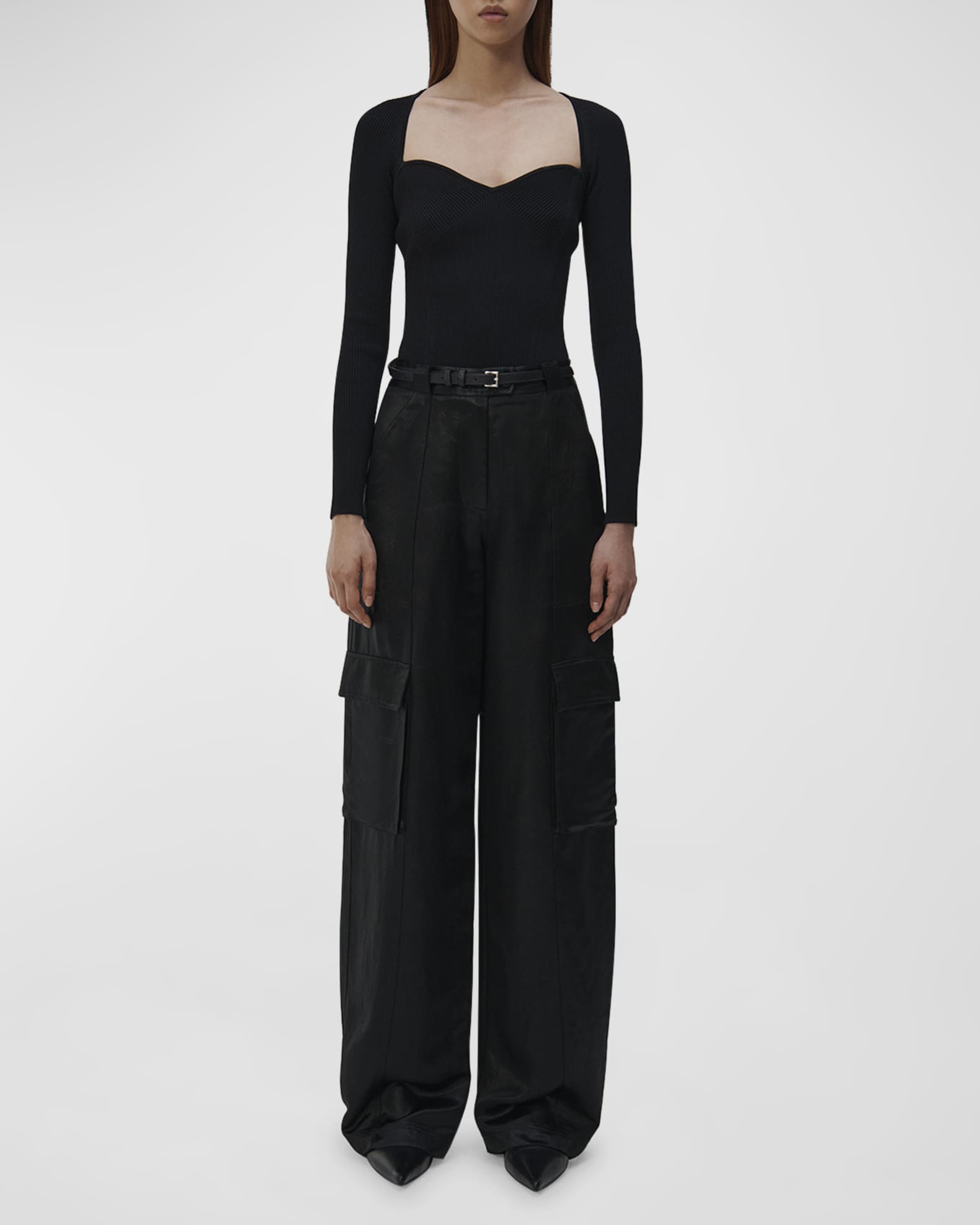 SIMKHAI Beatriz Faux Leather Wide-Leg Cargo Pants | Neiman Marcus