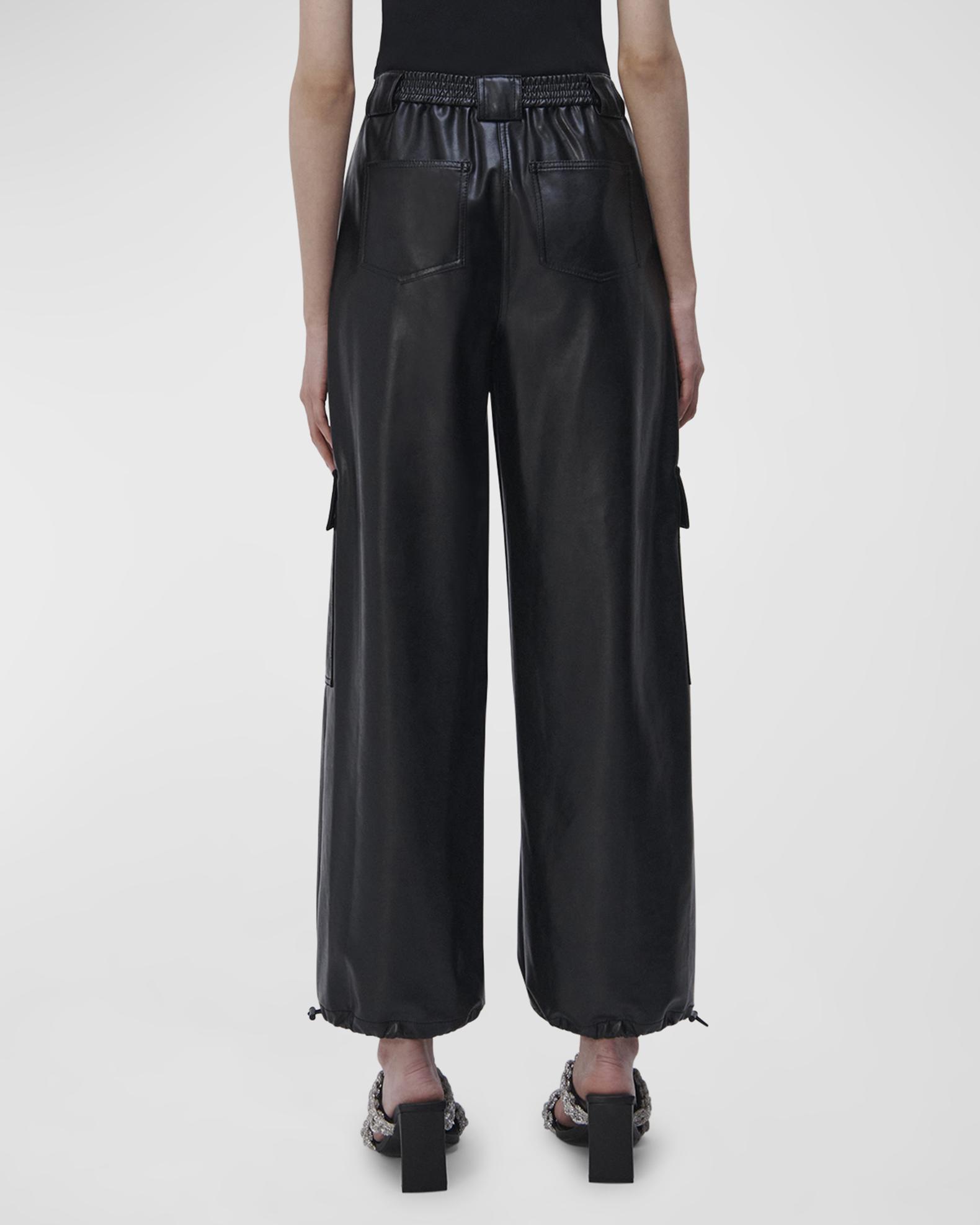 SIMKHAI Beatriz Faux Leather Wide-Leg Cargo Pants | Neiman Marcus