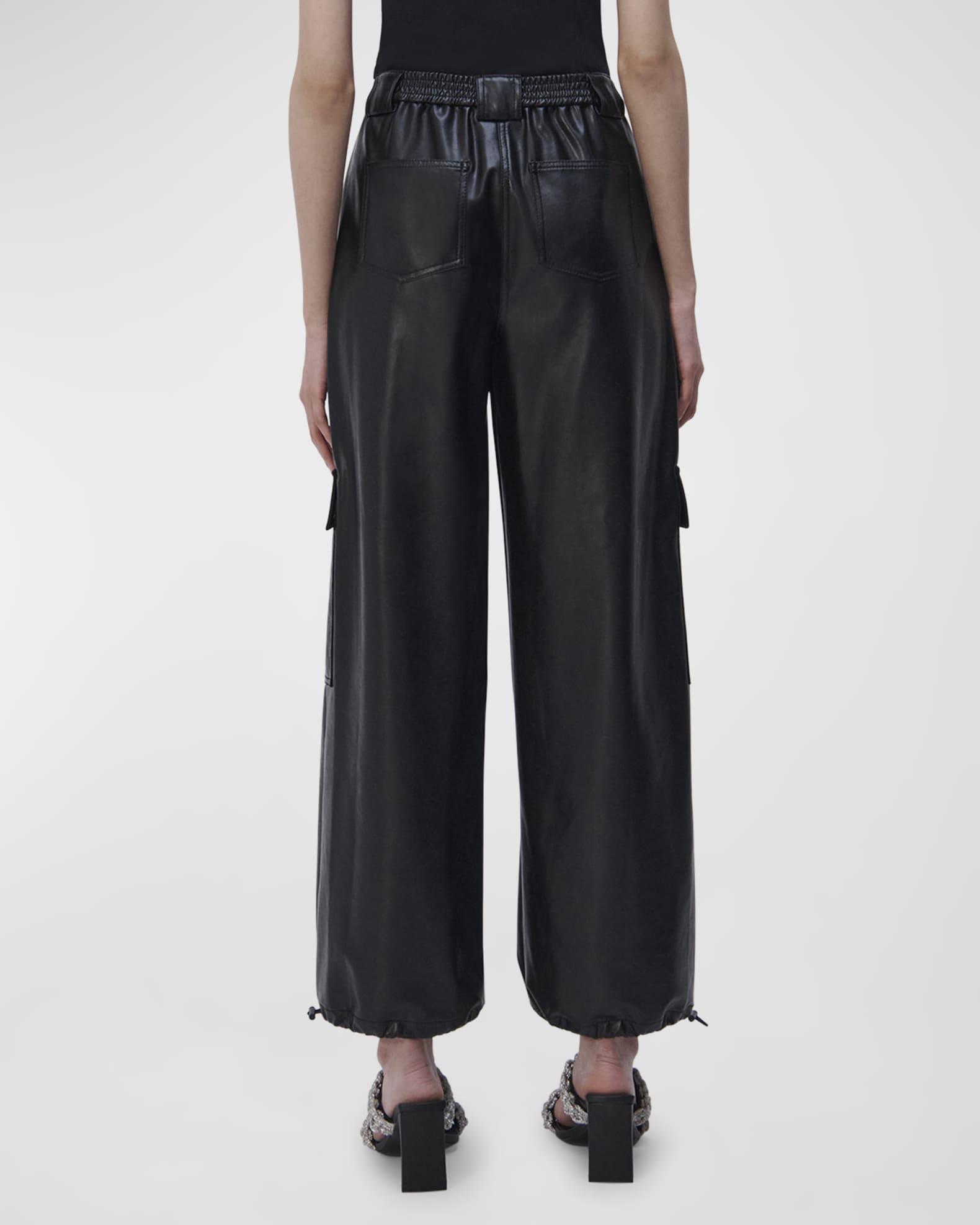 SIMKHAI Beatriz Faux Leather Wide-Leg Cargo Pants | Neiman Marcus