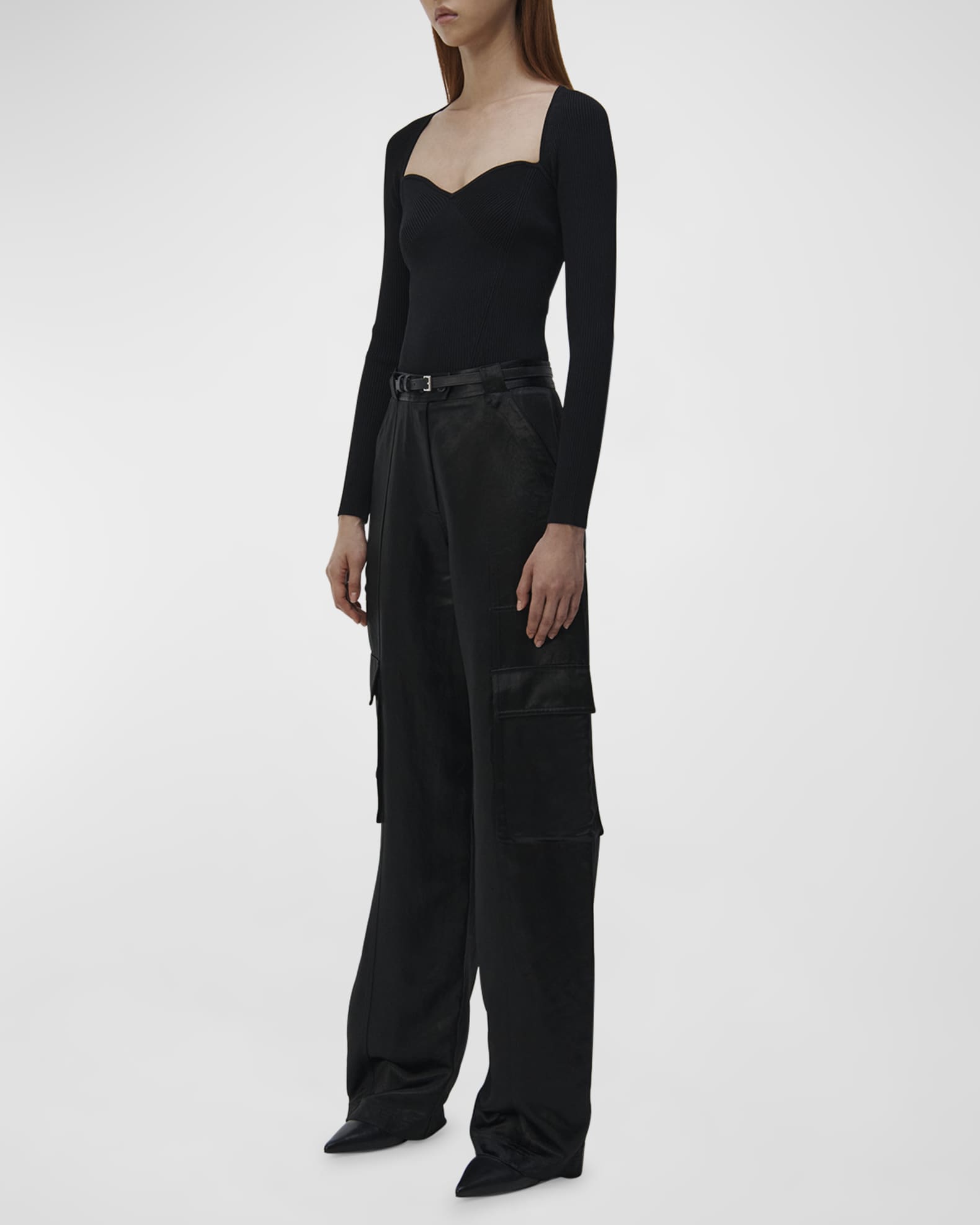 SIMKHAI Beatriz Faux Leather Wide-Leg Cargo Pants | Neiman