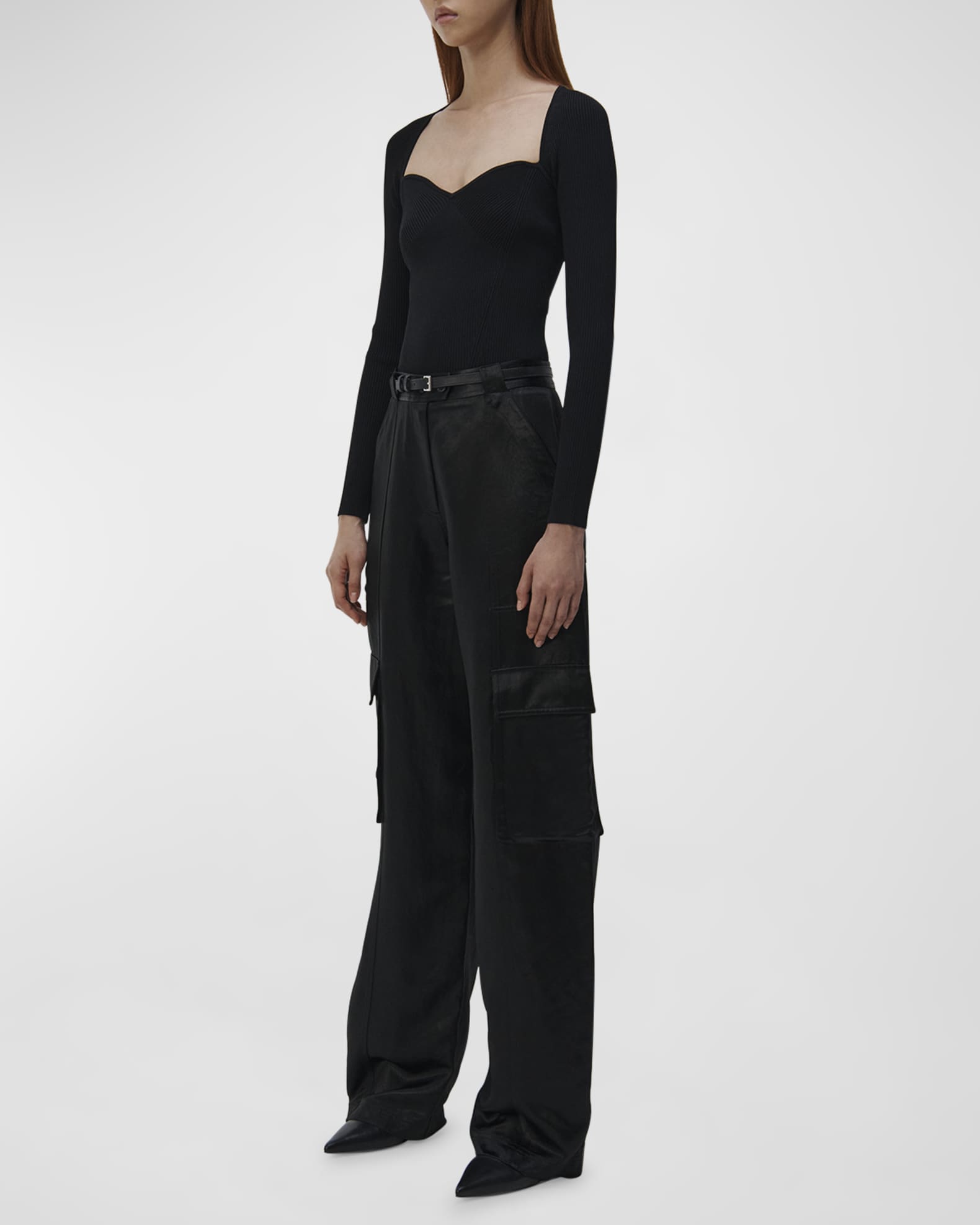 SIMKHAI Beatriz Faux Leather Wide-Leg Cargo Pants | Neiman Marcus