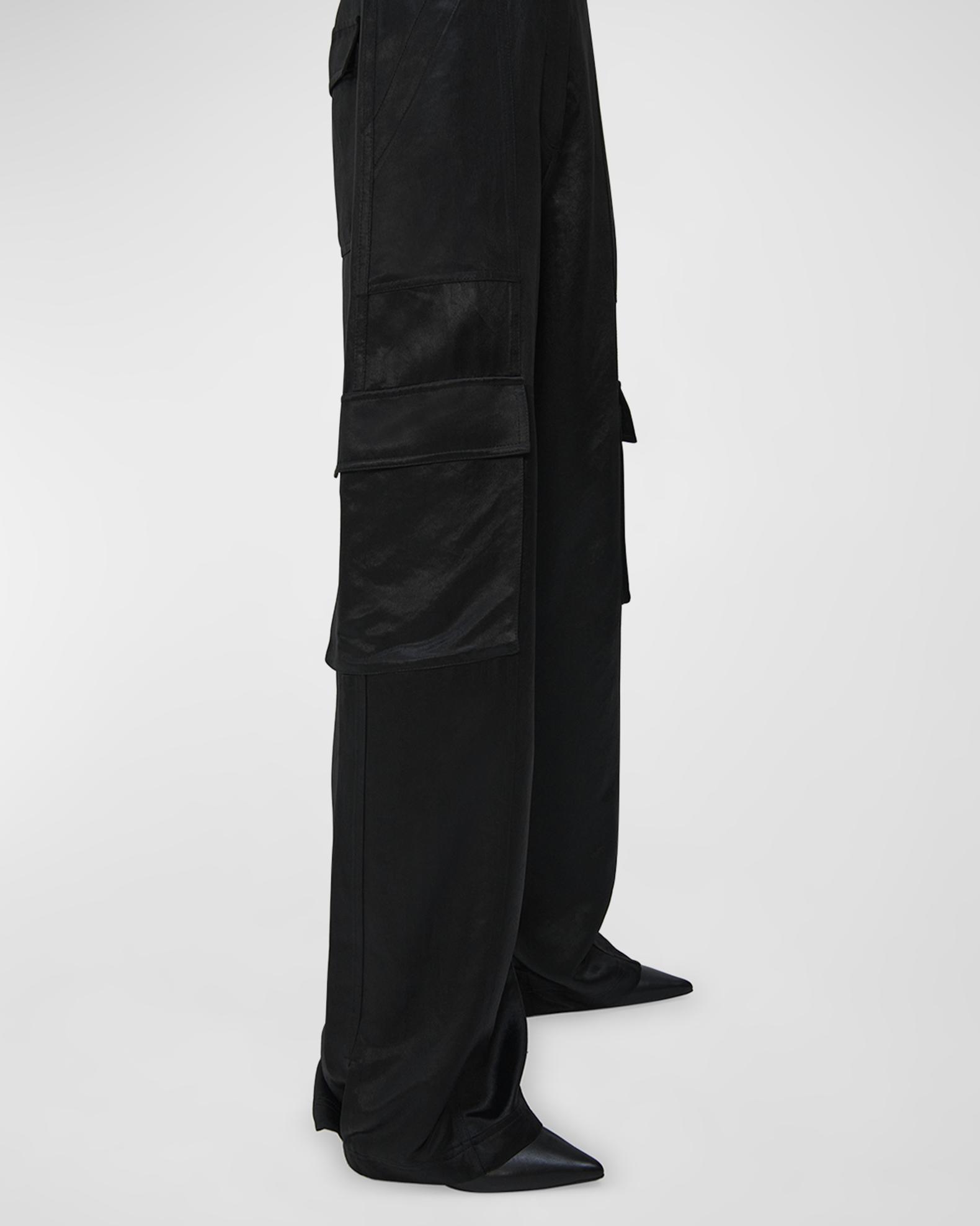 SIMKHAI Beatriz Faux Leather Wide-Leg Cargo Pants | Neiman Marcus