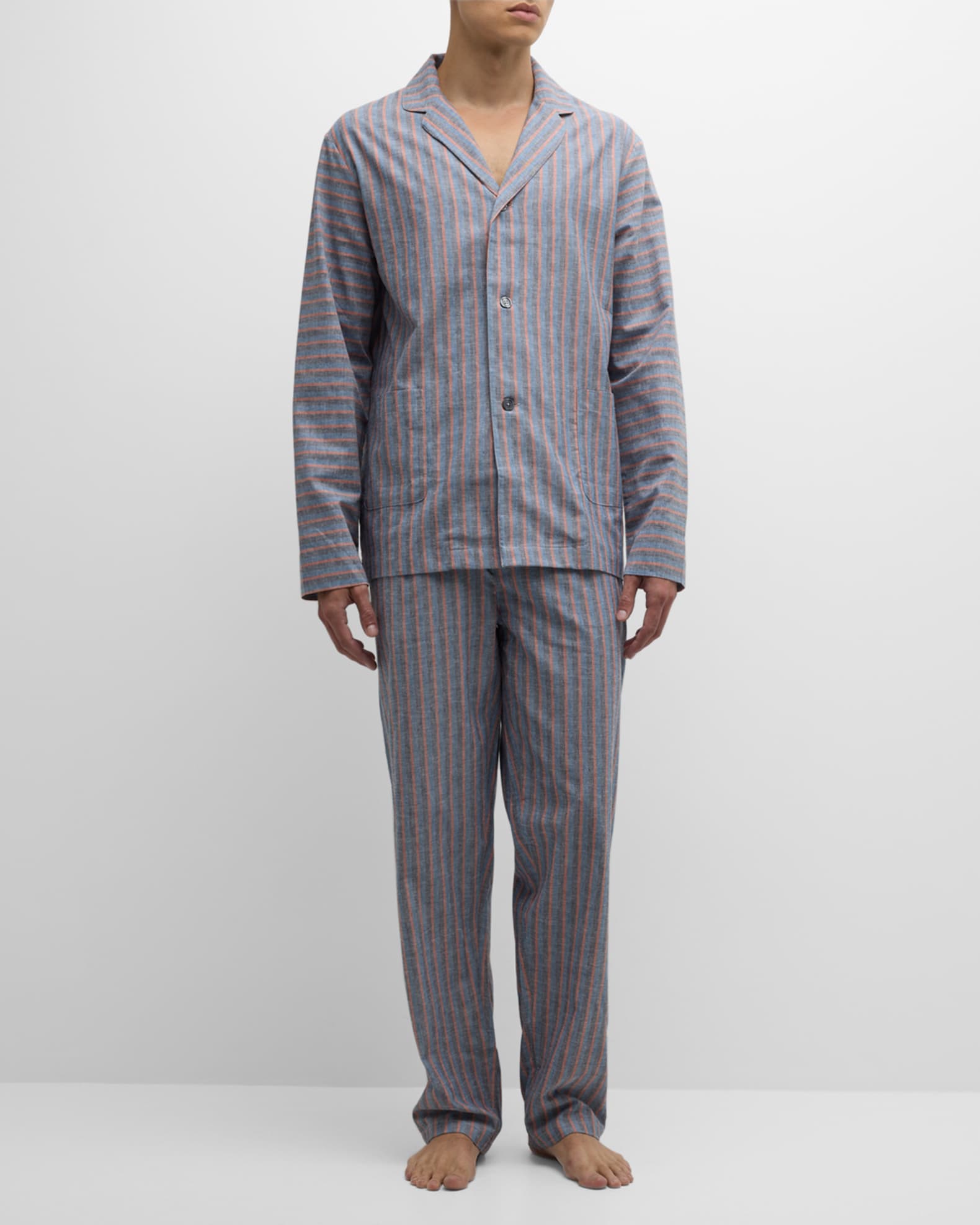 Men s Cotton Linen Long Pajama Set