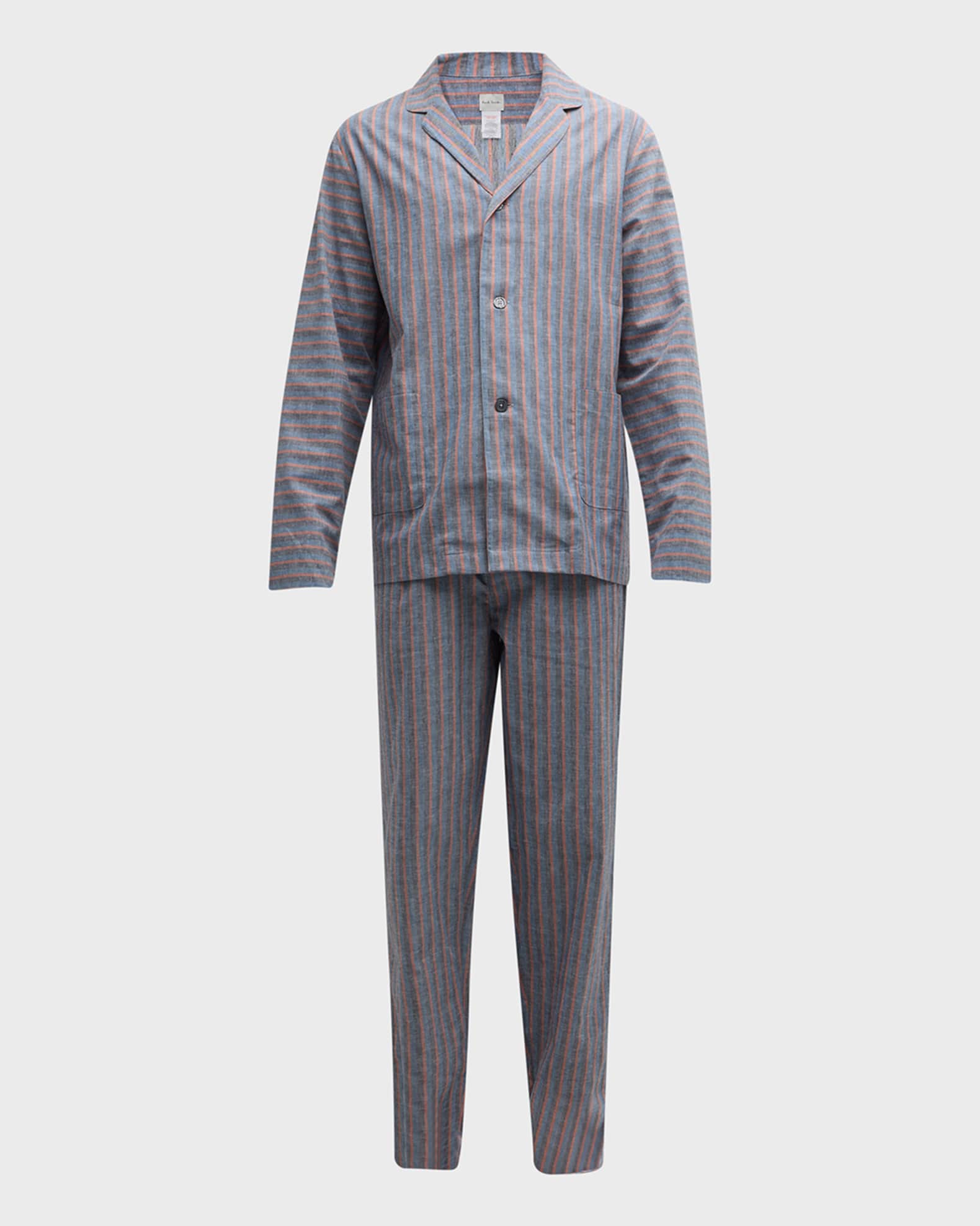 Men's Cotton-Linen Long Pajama Set 0