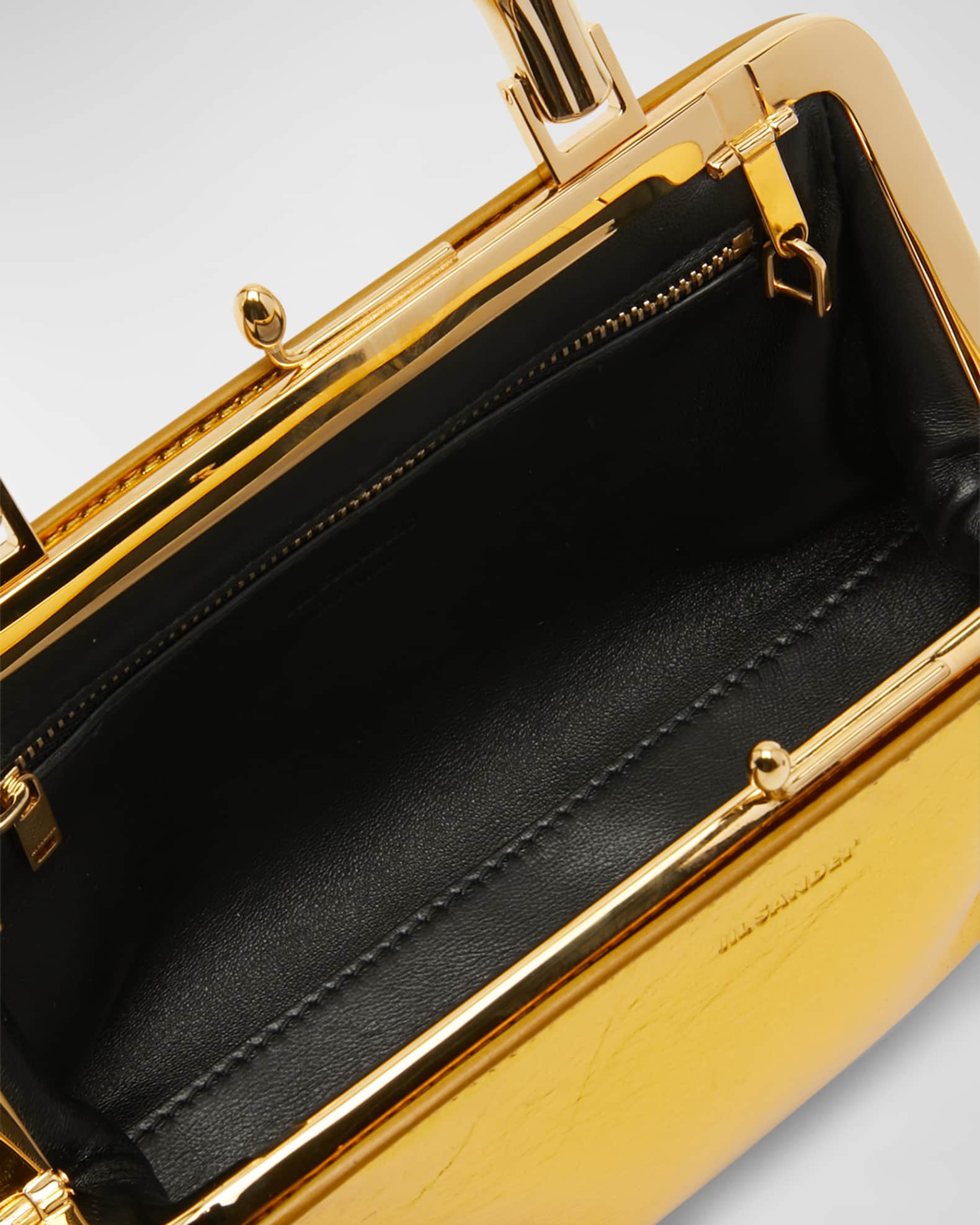 Jil Sander Goji Mini Metallic Leather TopHandle Bag Neiman Marcus