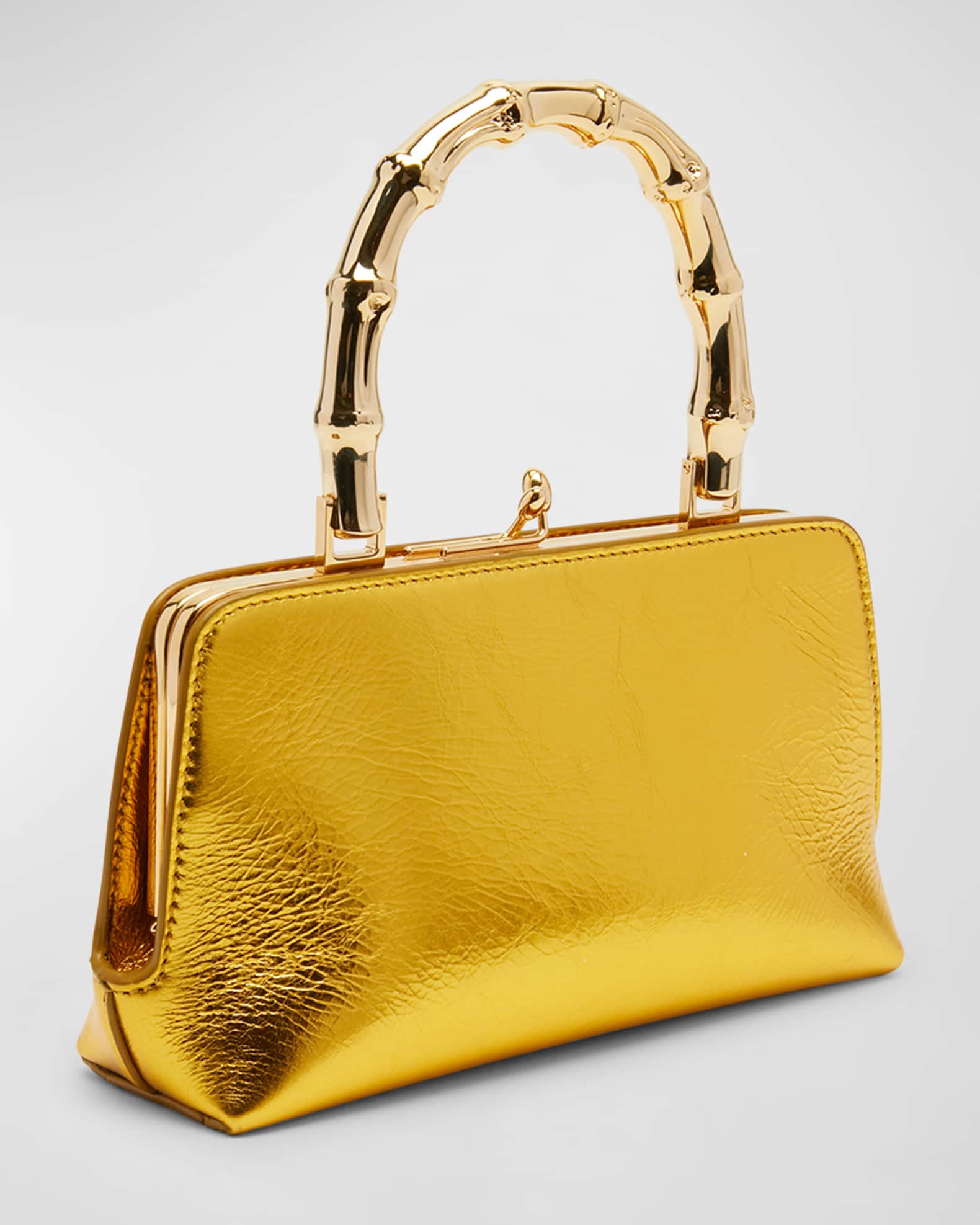 Jil Sander Goji Mini Metallic Leather TopHandle Bag Neiman Marcus