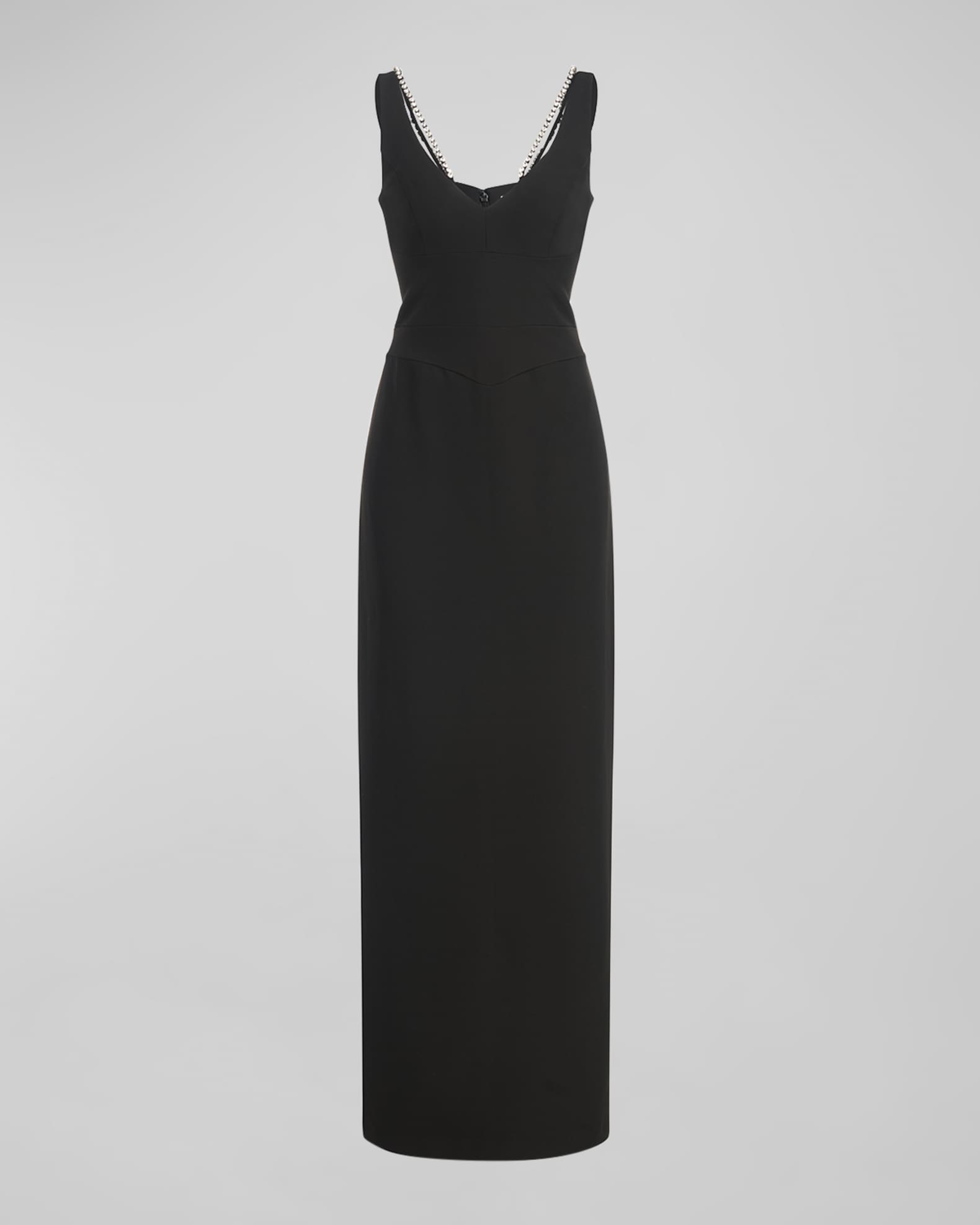 Halston Alivia Stretch Crepe Crystal-Strap Gown | Neiman Marcus