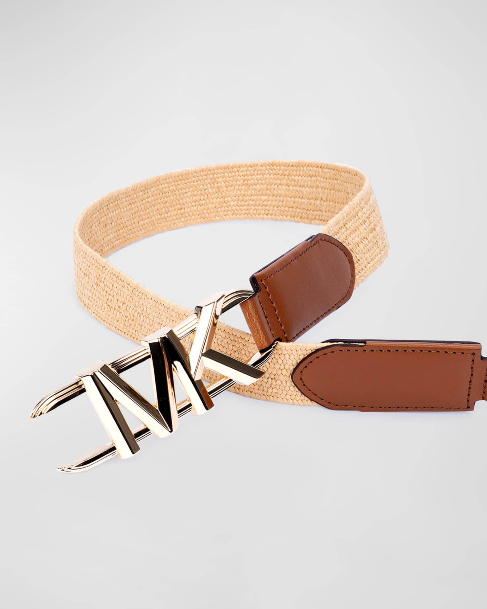 Stretch Straw Belt With MK Logo Buckle