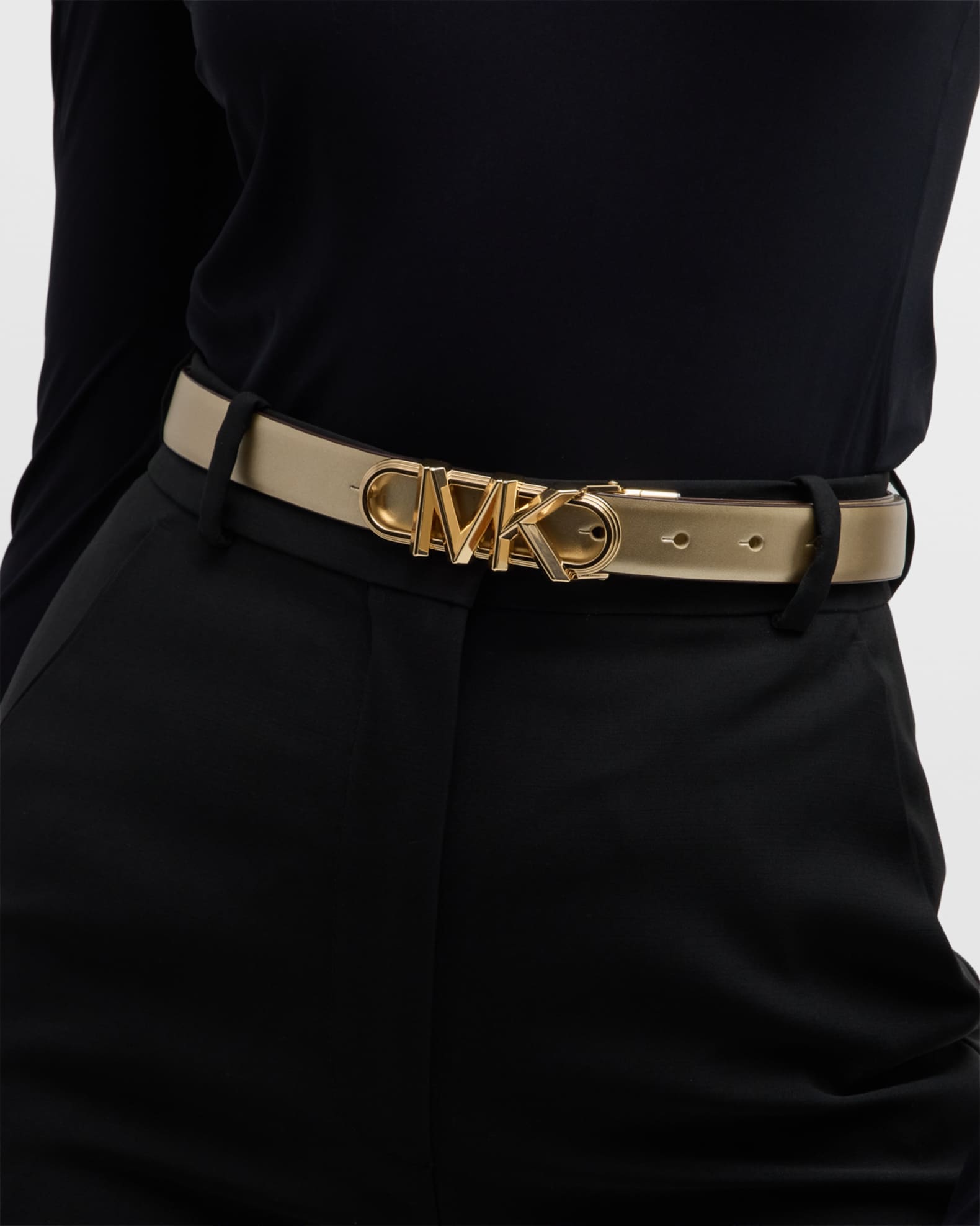 Michael Kors Metallic MK Reversible Leather Belt | Neiman Marcus