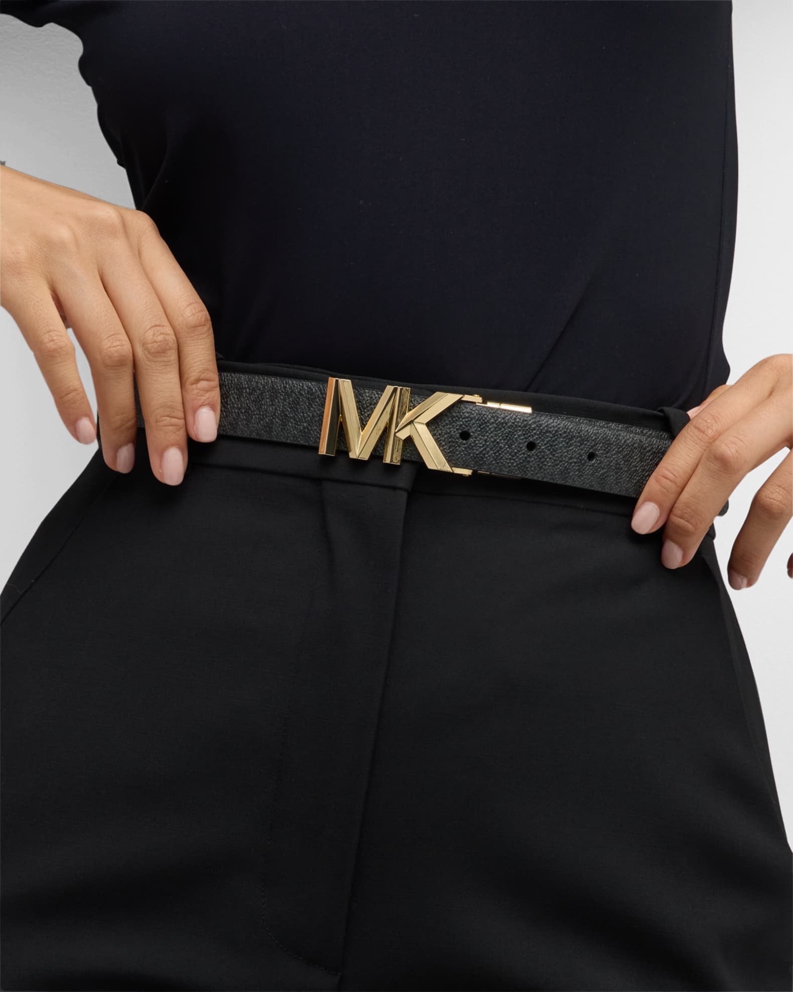 MICHAEL Michael Kors Reversible Faux Leather Belt with MK Logo