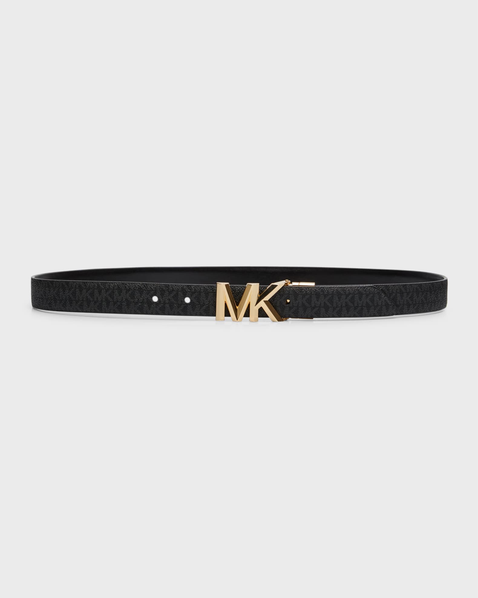 Michael Michael Kors Reversible Logo with Logo Buckle Belt - Chocolate