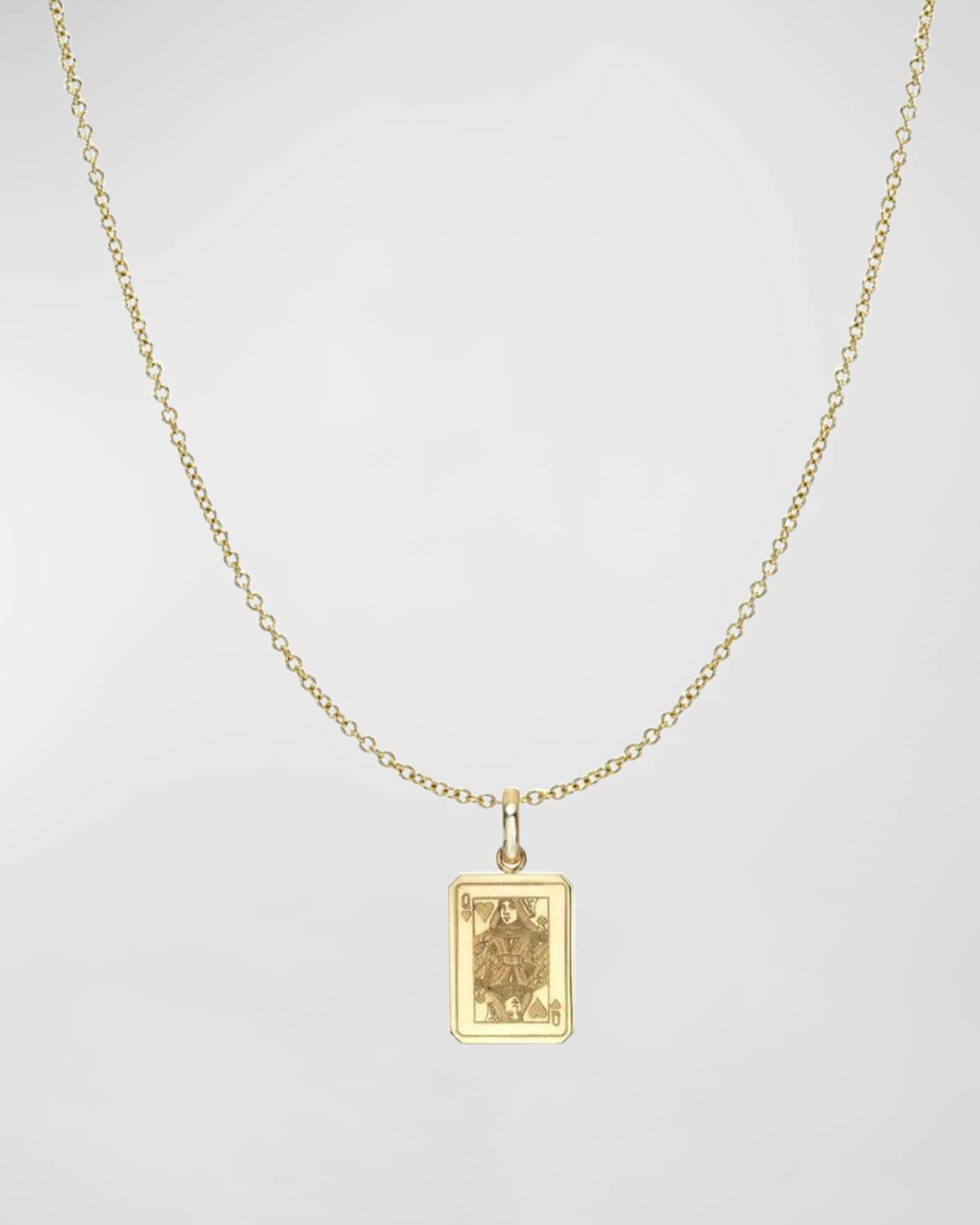 14K Gold Queen of Hearts Pendant Necklace 0