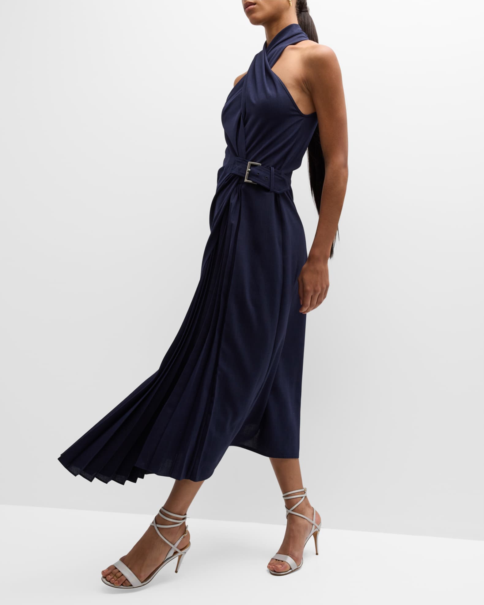 A.L.C. Fiona Belted Halter Midi Dress | Neiman Marcus