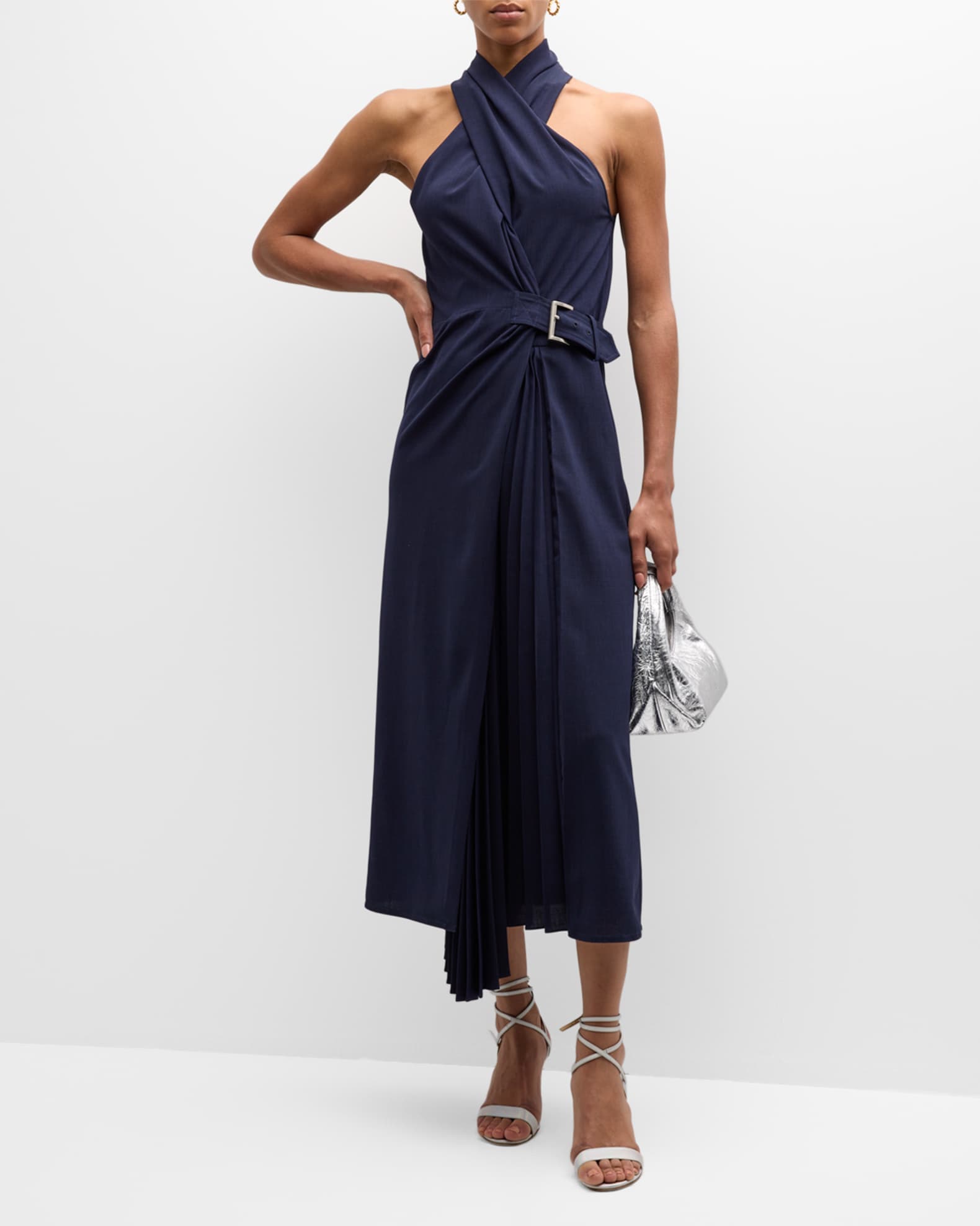 A.L.C. Fiona Belted Halter Midi Dress | Neiman Marcus