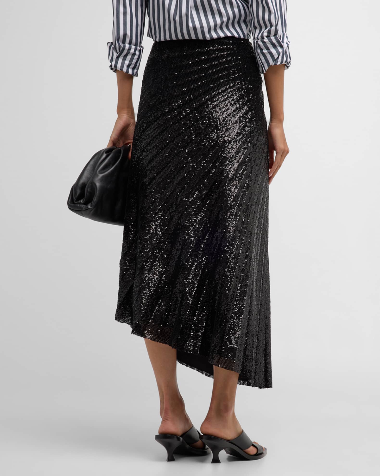 A.L.C. Tori Pleated Asymmetric Faux-Leather Midi Skirt | Neiman Marcus