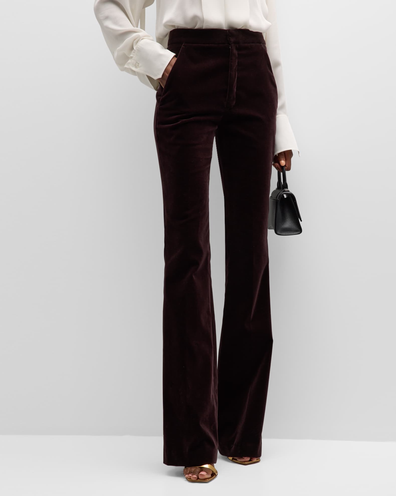 Brunello Cucinelli High-Rise Straight-Leg Crushed Velvet Pants - Bergdorf  Goodman