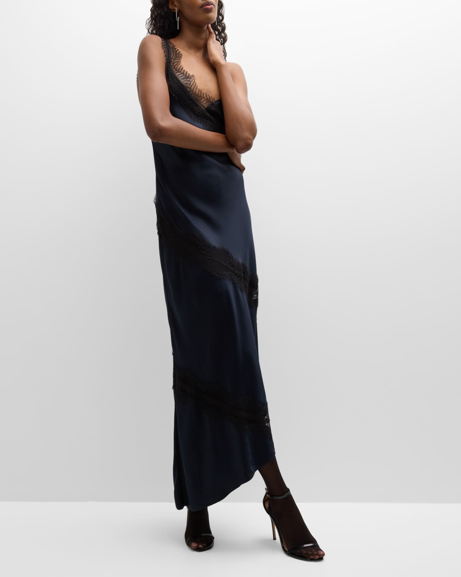 Place Du Soleil Blue And White Embroidered Maxi Dress S24 427