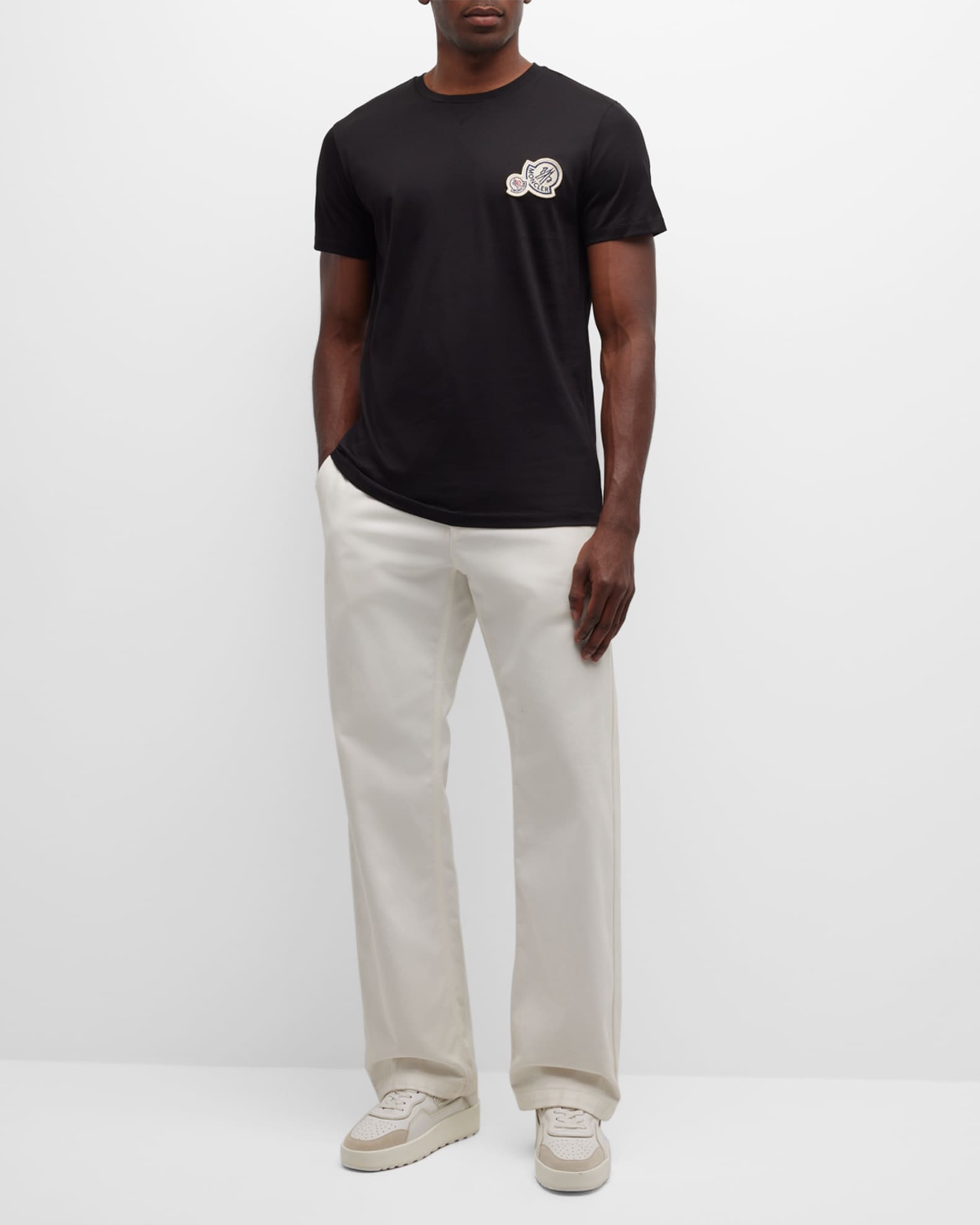 White Double logo cotton-jersey T-shirt, Moncler