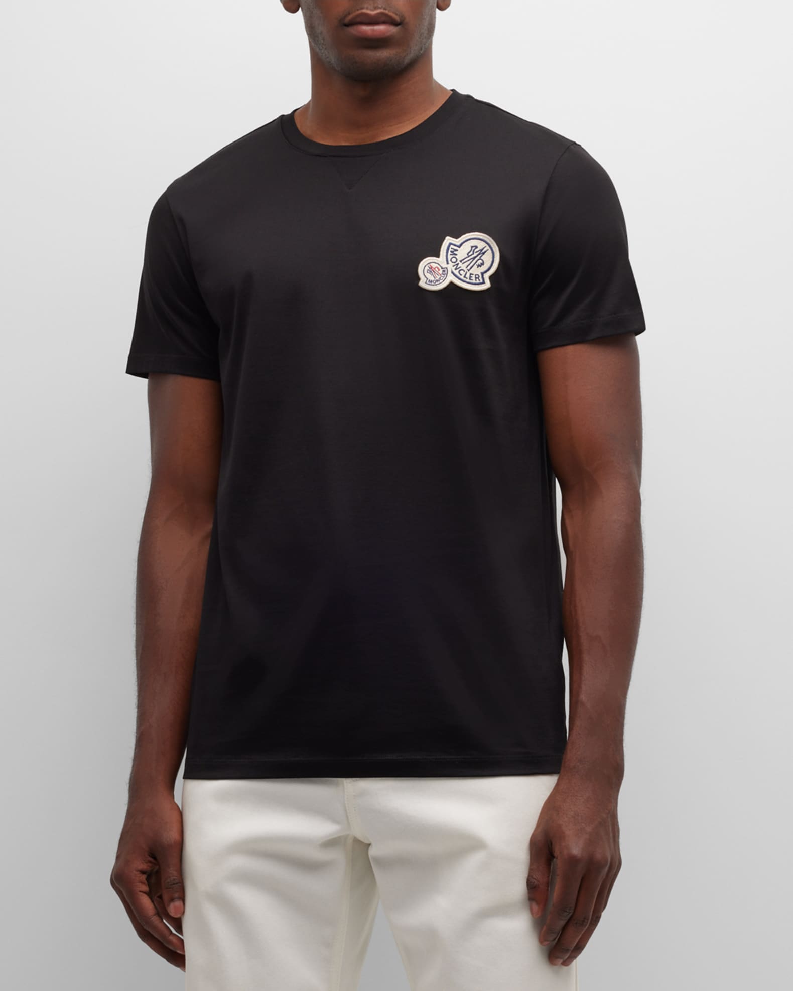【MONCLER】DOUBLE COLLAR COTTON T-SHIRT ダブルネック Tシャツ Moncler Men's Double Logo Cotton Jersey T-Shirt | Neiman Marcus