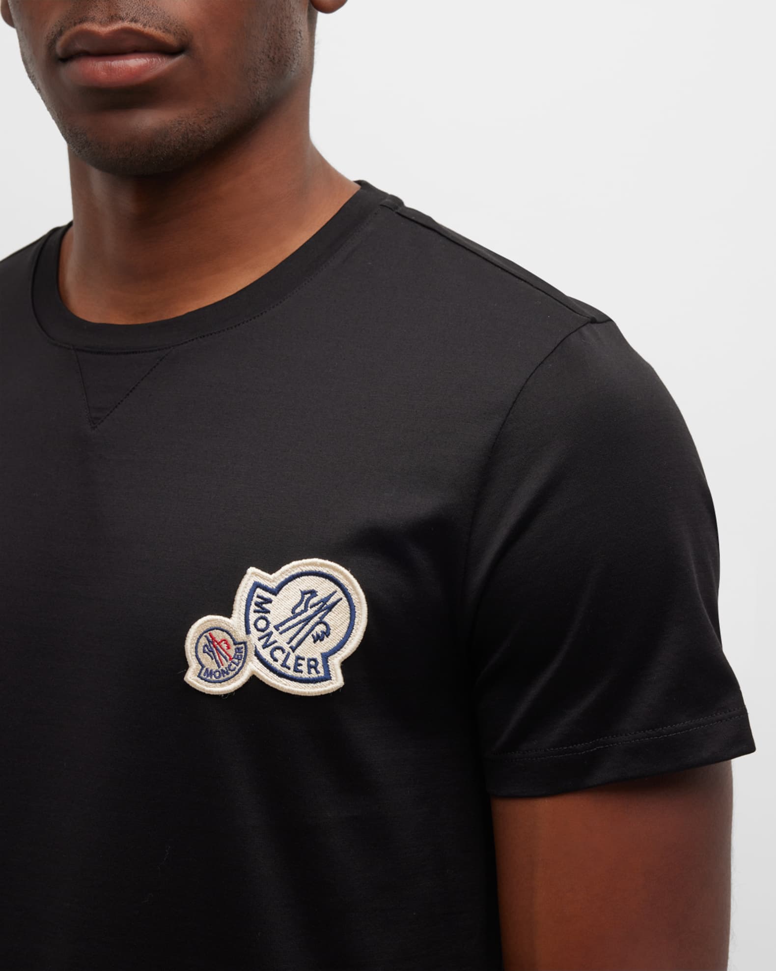 【MONCLER】DOUBLE COLLAR COTTON T-SHIRT ダブルネック Tシャツ Moncler Men's Double Logo Cotton Jersey T-Shirt | Neiman Marcus