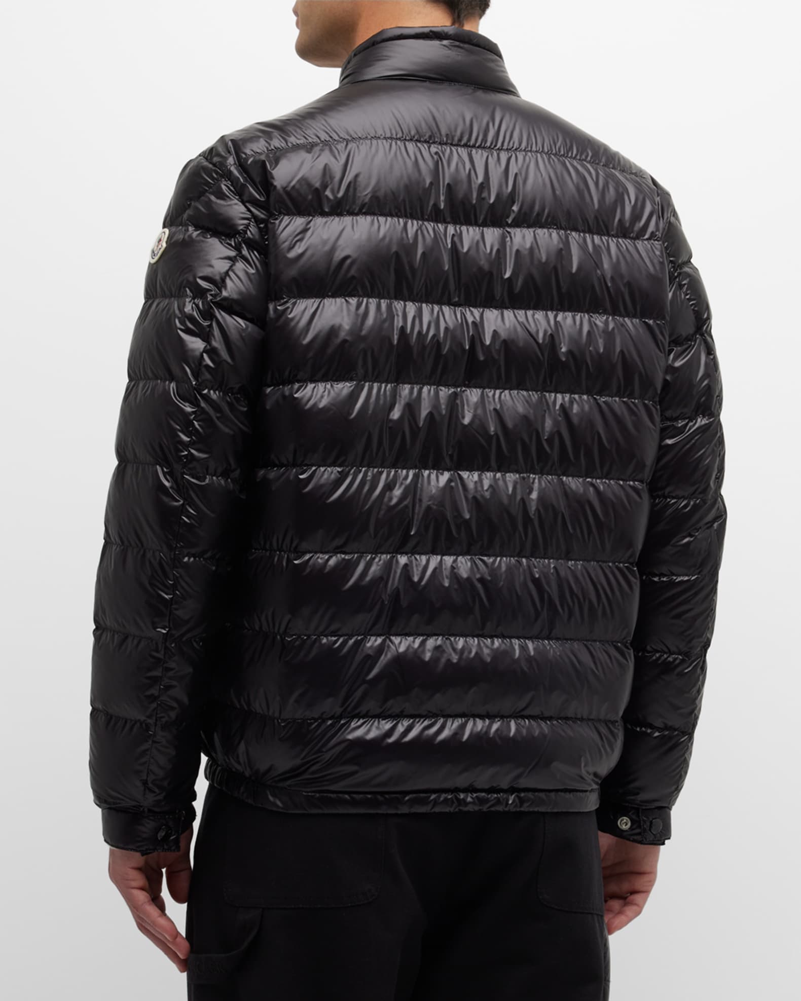 Moncler Men's Acorus Nylon Puffer Moto Jacket | Neiman Marcus