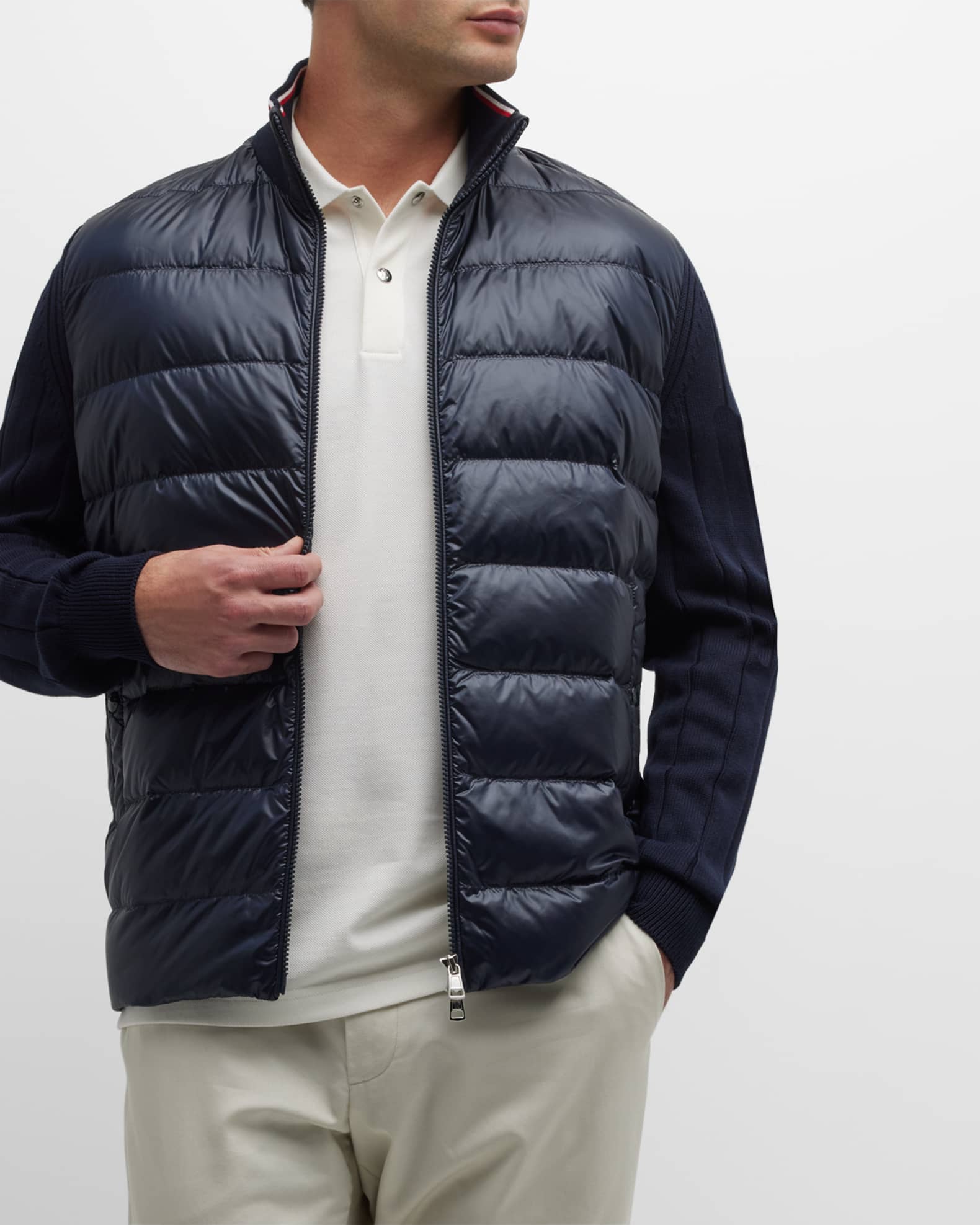 Moncler Men's Archivio Ribbed Jacket with Puffer Body | Neiman Marcus