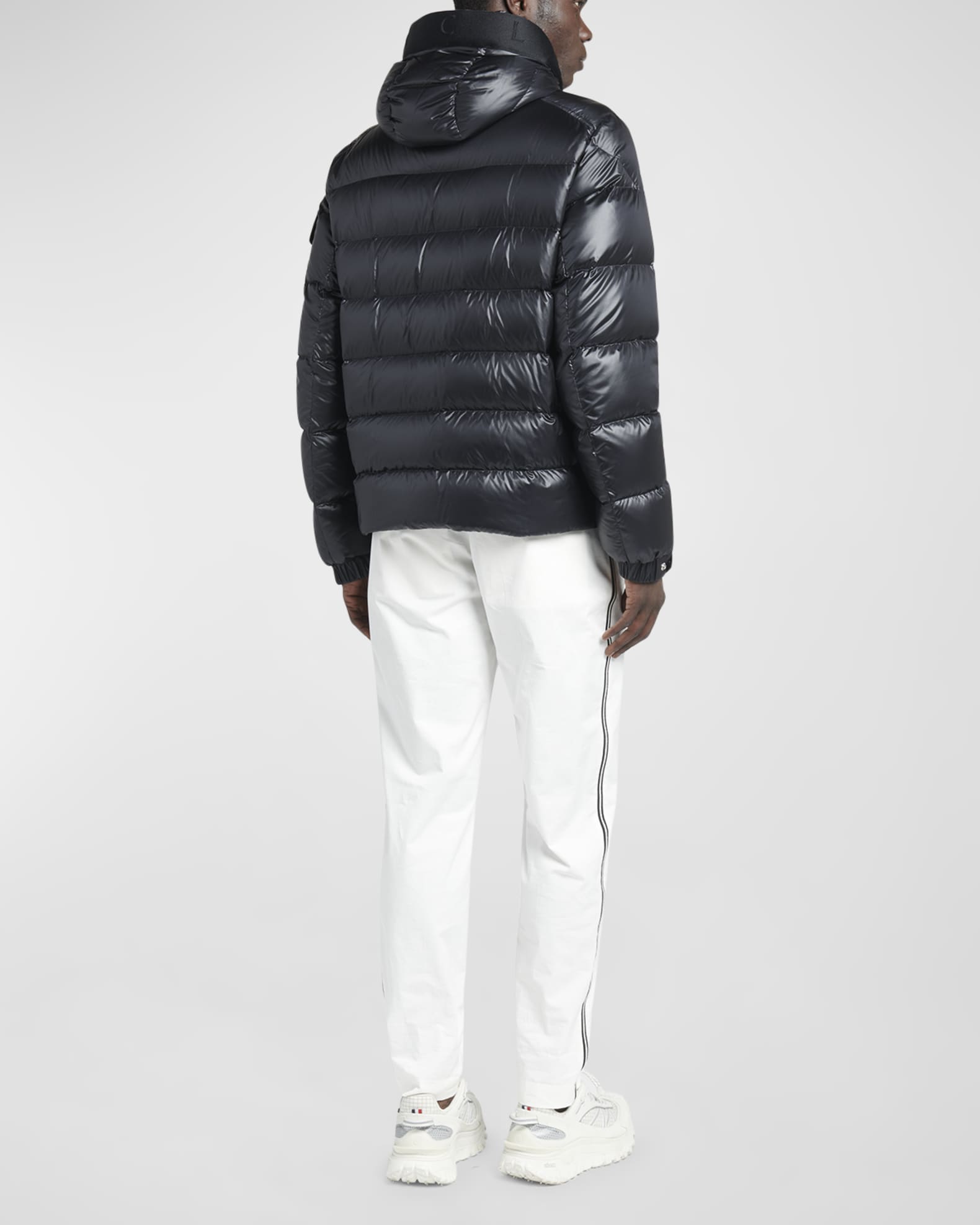 Moncler Men's Nylon Lacque Logo-Tape Puffer Jacket | Neiman Marcus