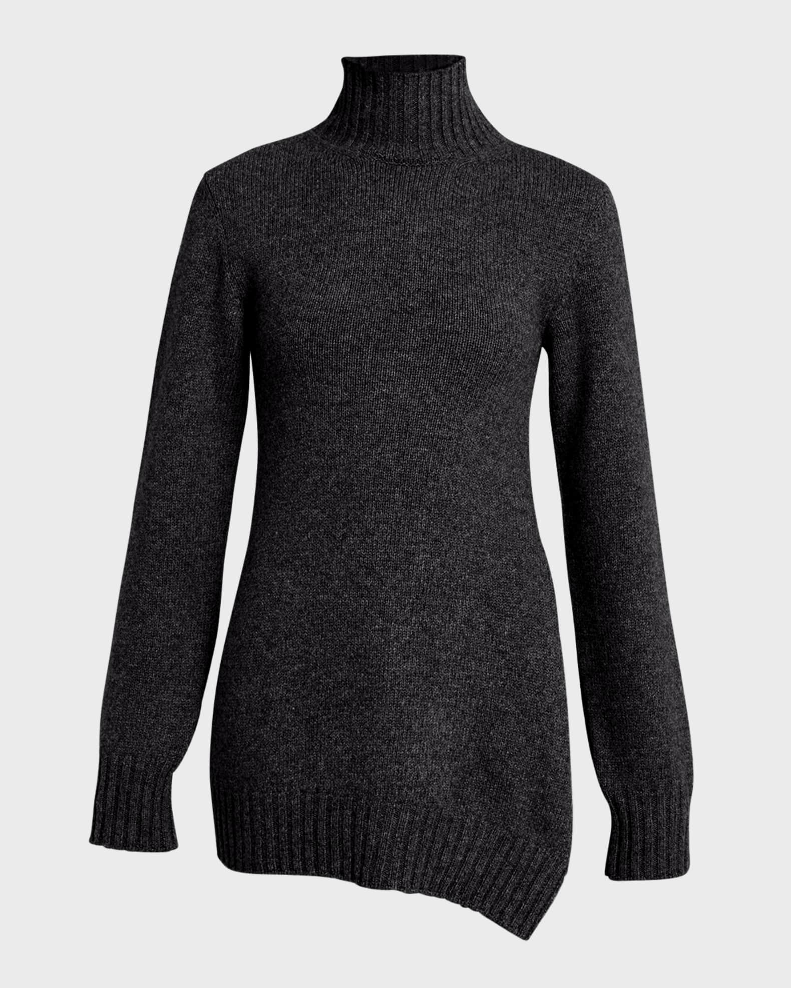 Turtleneck Slit Geometric Sweater