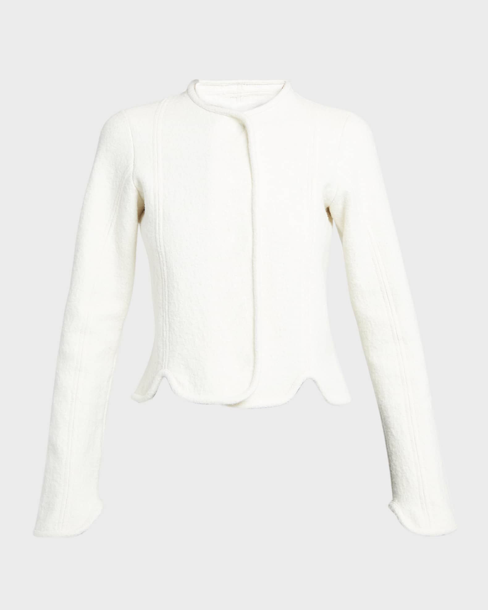 Jil Sander Scalloped Slim Wool Jacket | Neiman Marcus