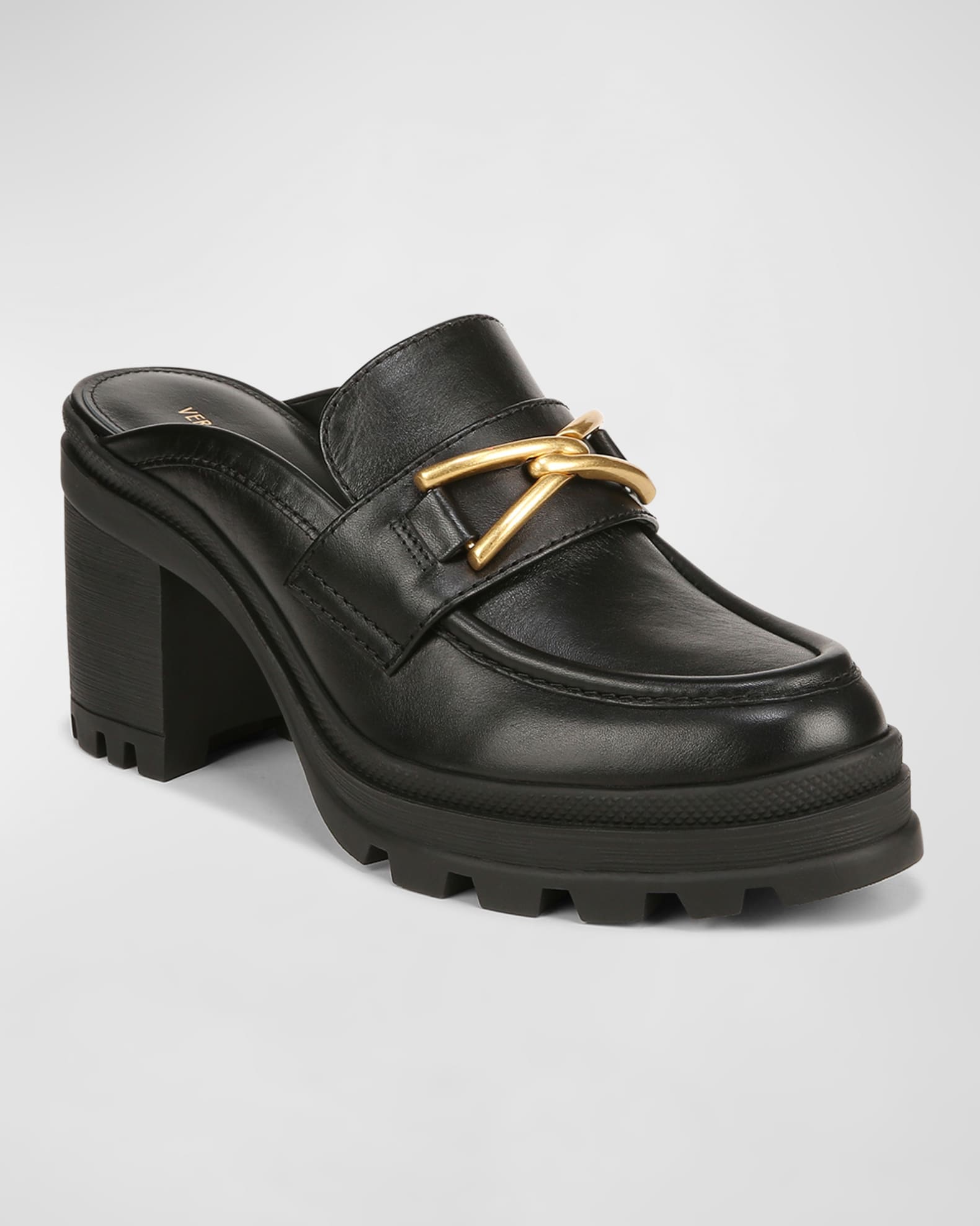 Veronica Beard Wynter Leather Heeled Loafer Mules Neiman Marcus