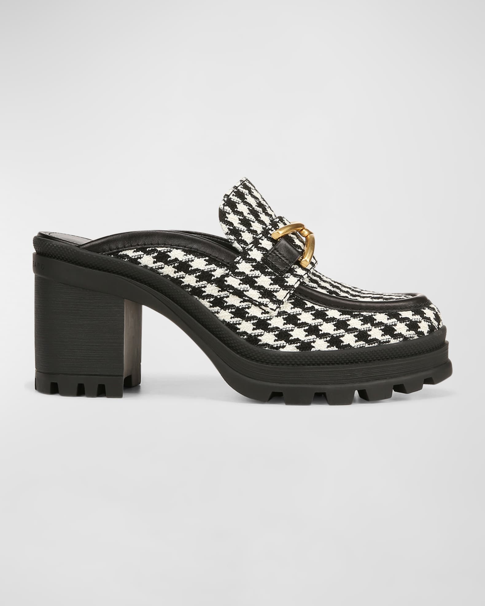 Veronica Beard Wynter Houndstooth Heeled Loafer Mules Neiman Marcus