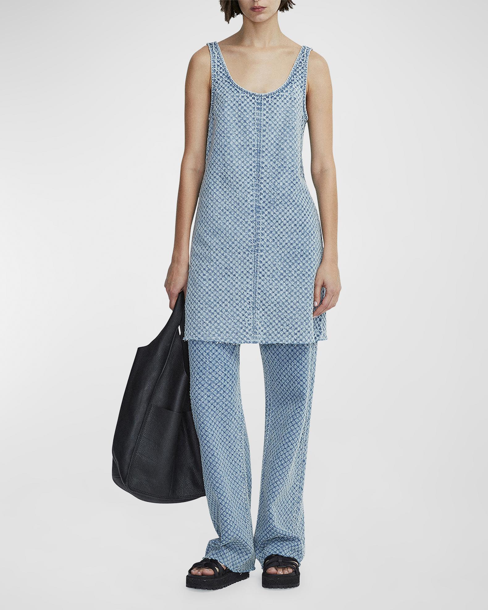 Rag & Bone Faux Denim Short Sleeve Button Down Jumper Dress