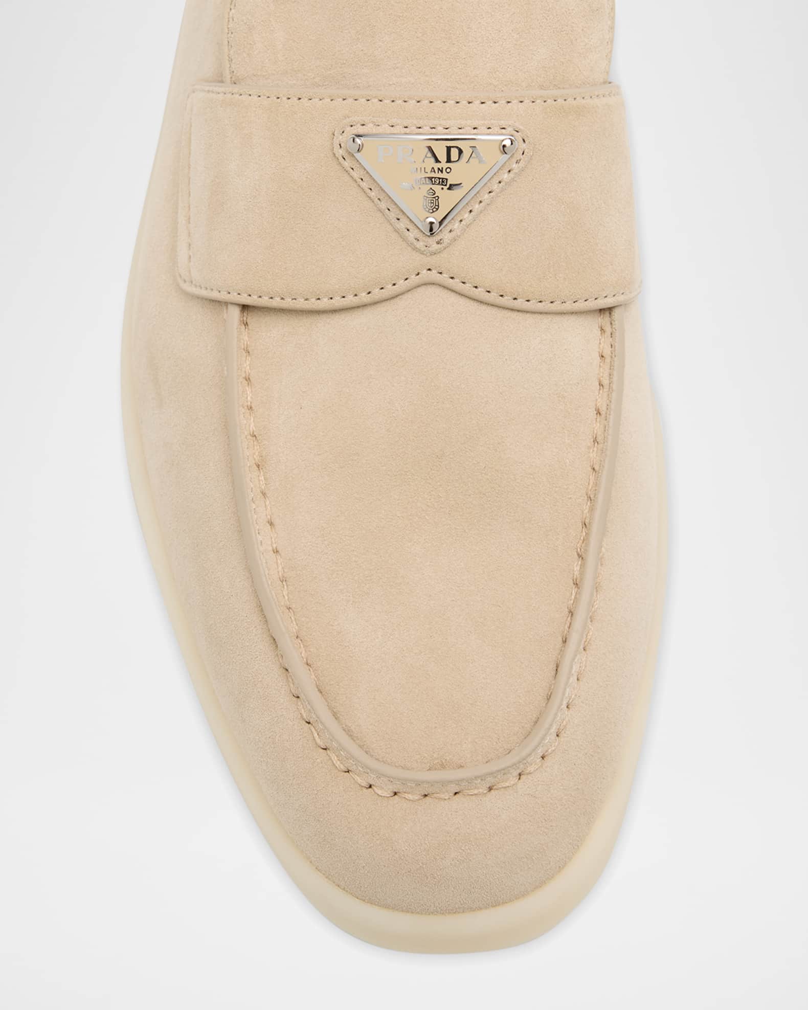 Triangle Logo Suede Loafers