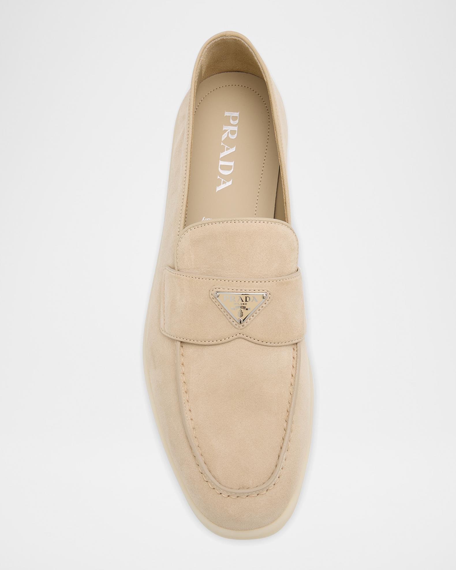 Desert Beige Suede Loafers | PRADA Prada Men\'s Cream Leather Slip-On Loafers main image 1