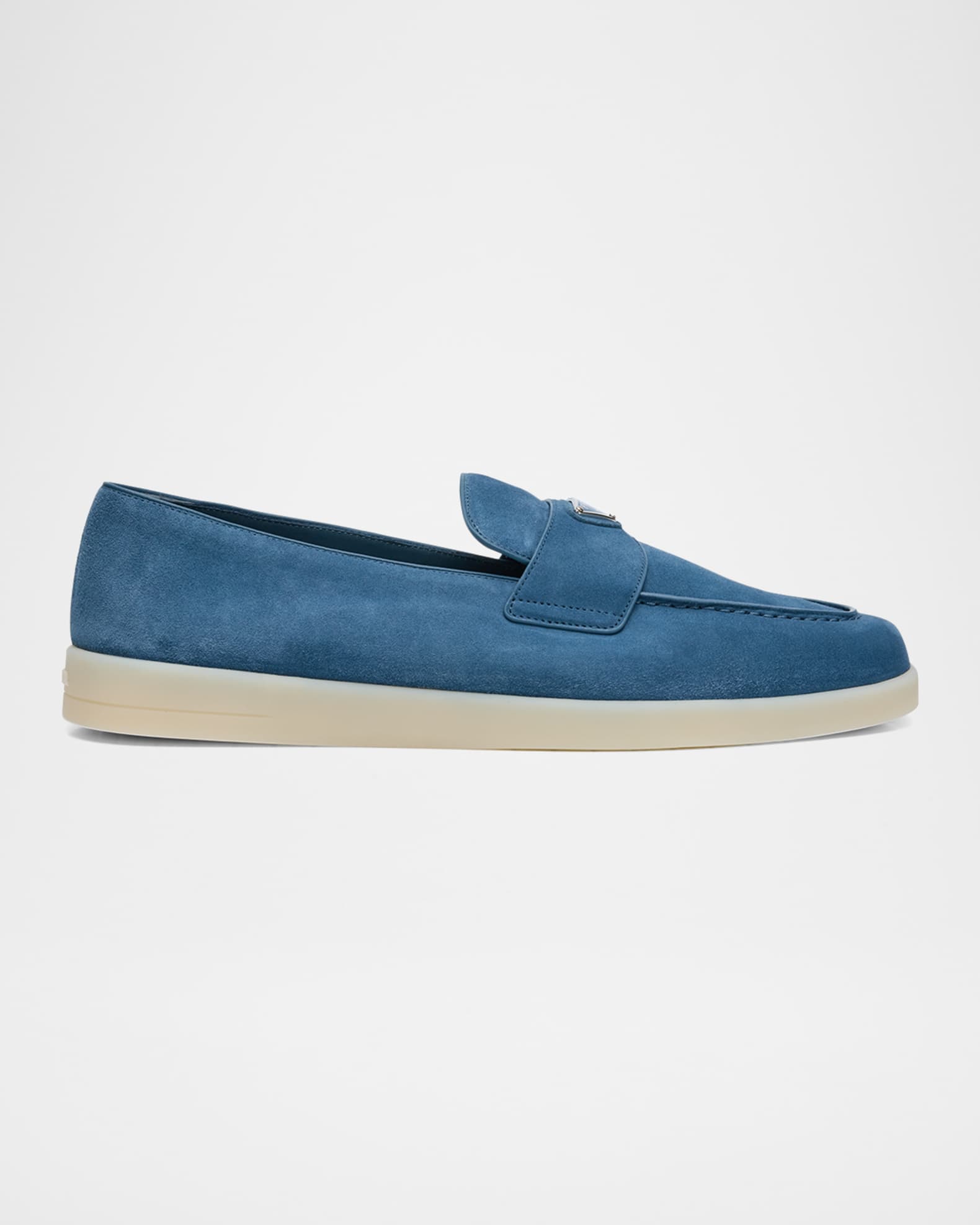 Prada Men's Saint Tropez Triangle Logo Suede Loafers