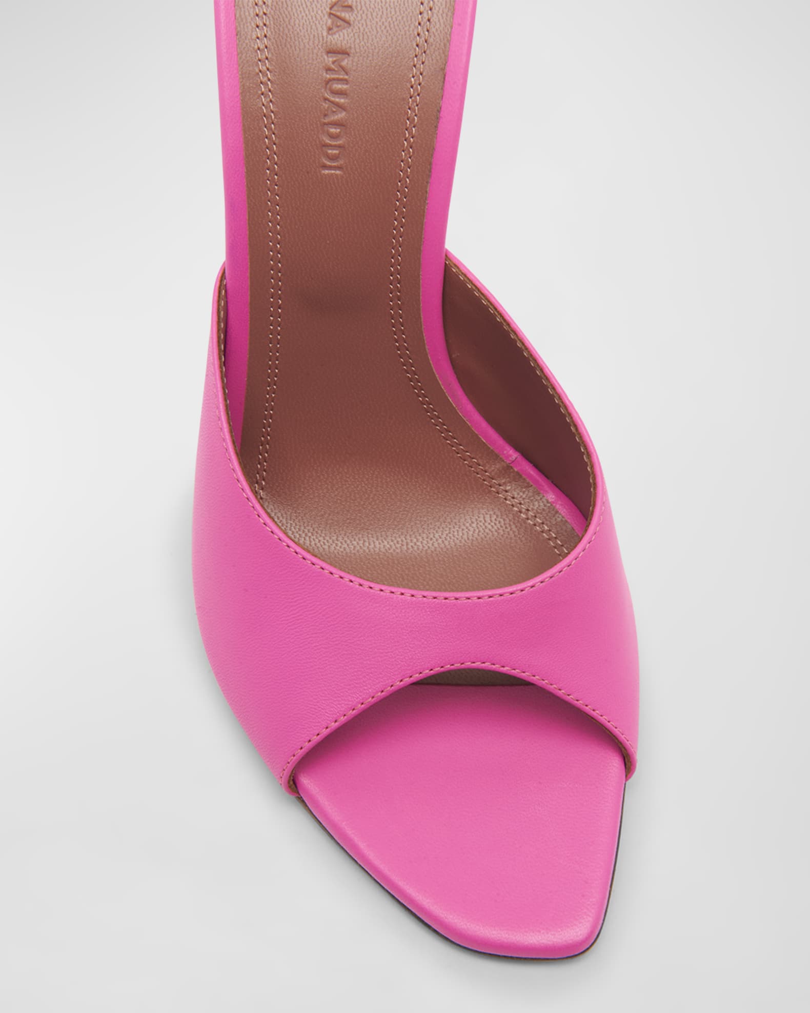 Amina Muaddi Alexa Leather Stiletto Mule Sandals | Neiman Marcus