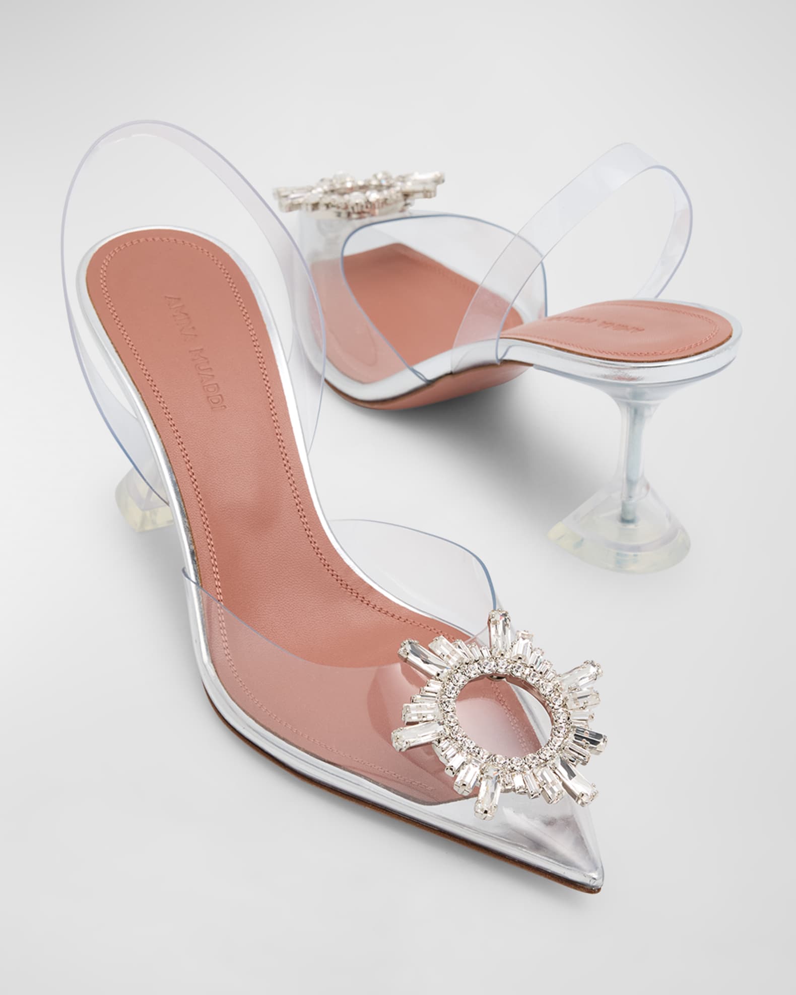 Amina Muaddi Begum Clear Crystal Slingback Pumps Neiman Marcus