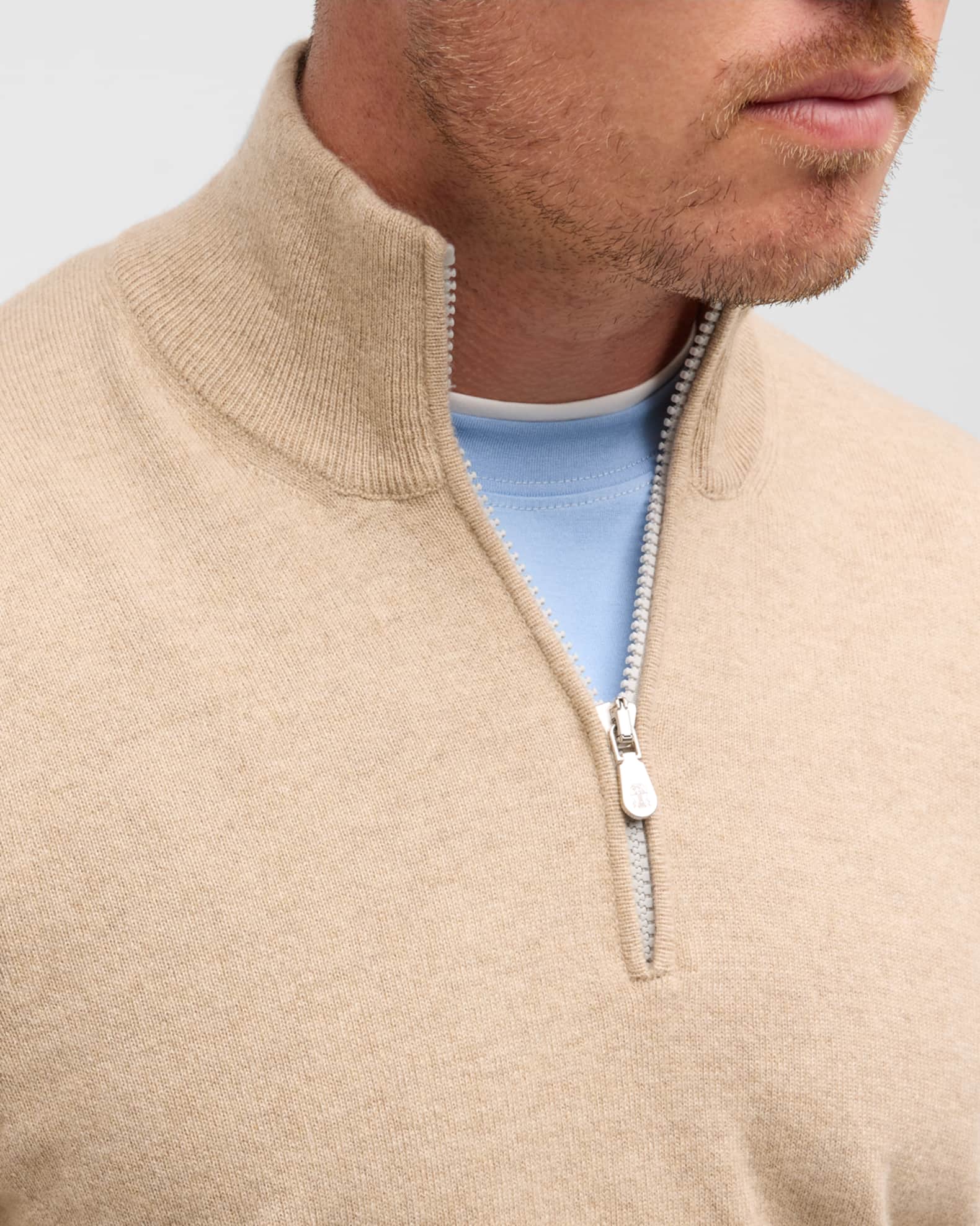 Brunello Cucinelli Men's Cashmere QuarterZip Sweater Neiman Marcus